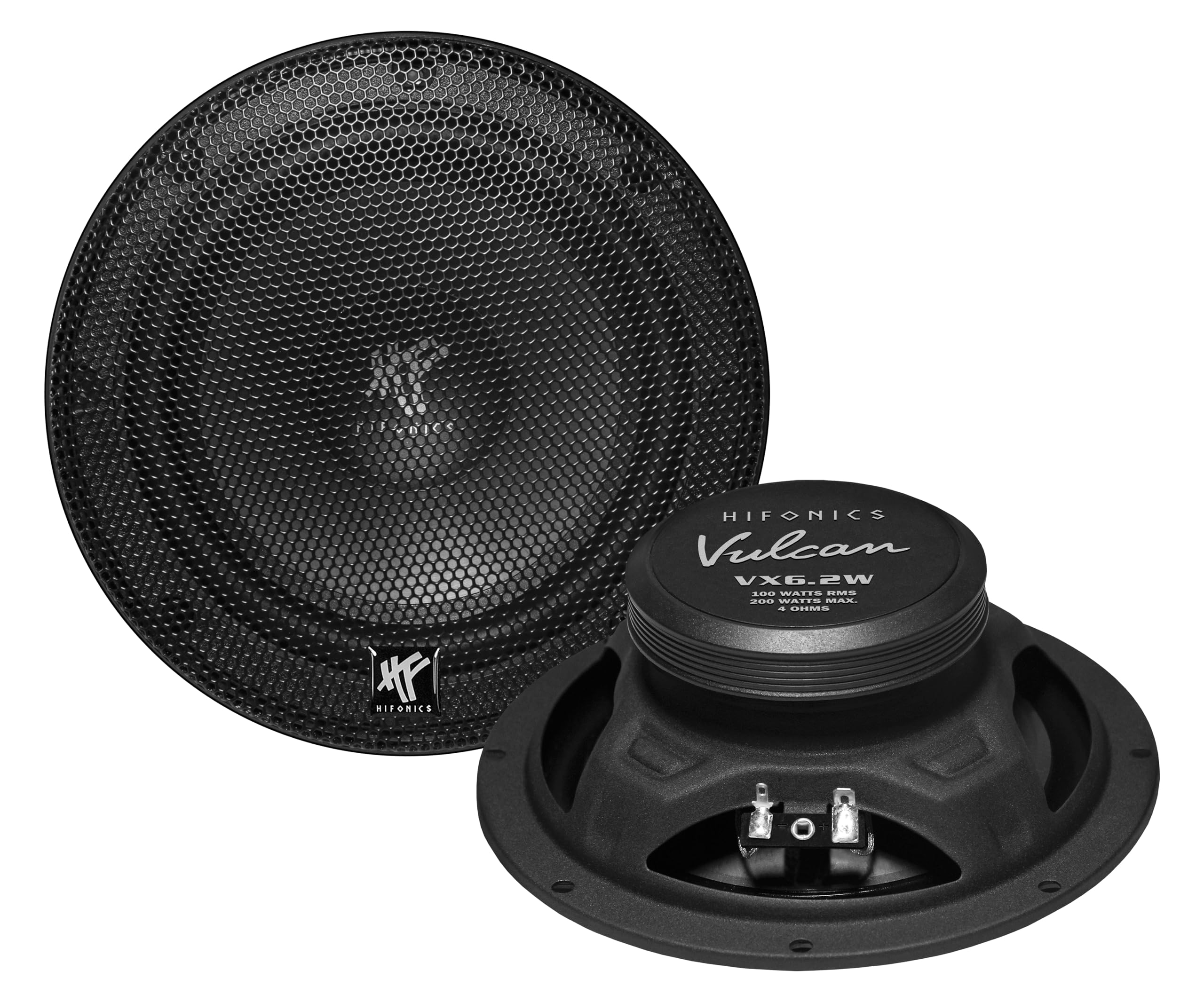 Hifonics VX6.2 W – Enceintes Kickbass 16,5 cm (6,5") de la série Vulcan | 1 paire de haut-parleurs encastrés pour les fans de voiture HiFi