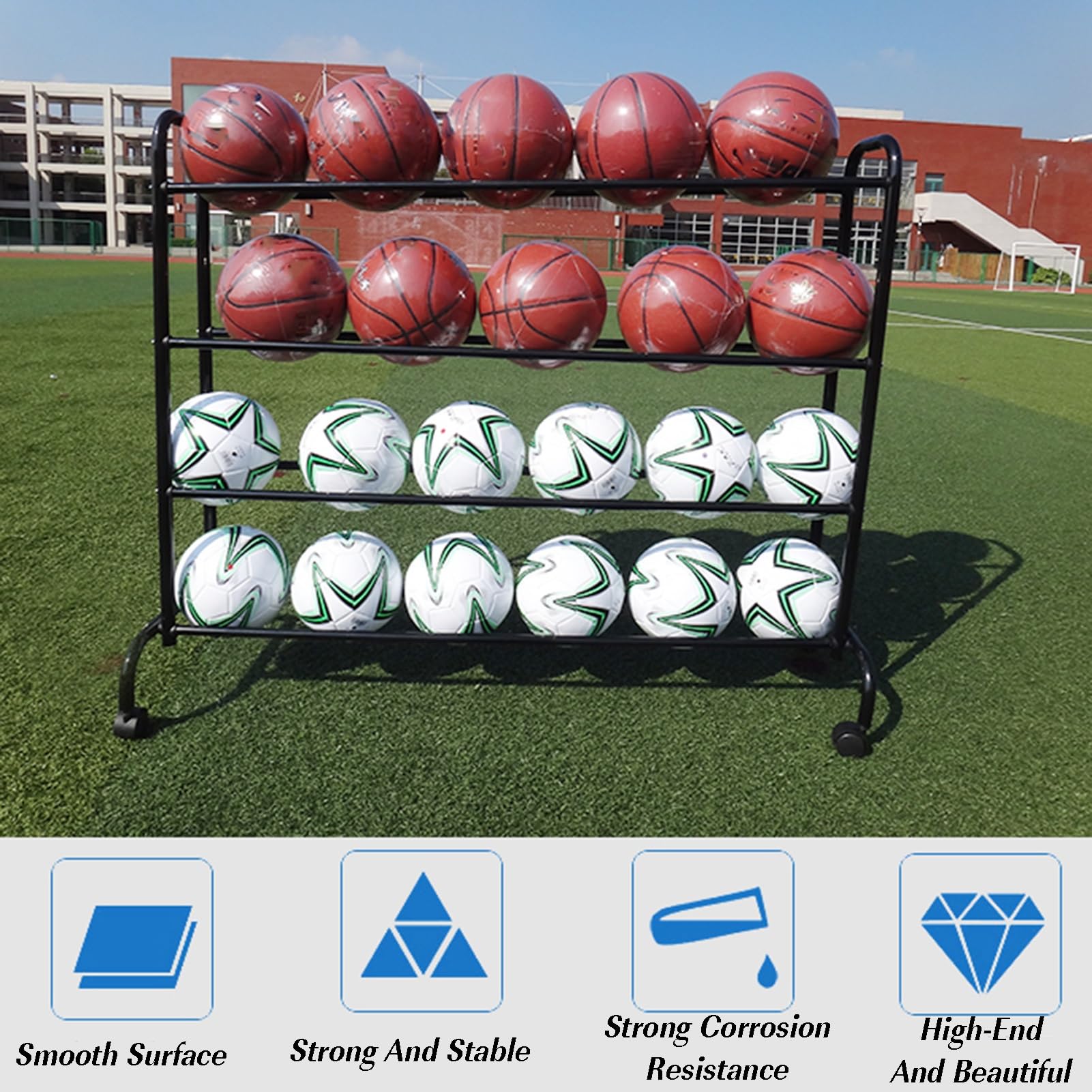 Support de Stockage de balles, Organisateur d'équipement de Sport de Garage, Stockage d'équipement d'entraînement de Gymnastique à Domicile, Support de Balle extérieur for Football, Basket-Ball