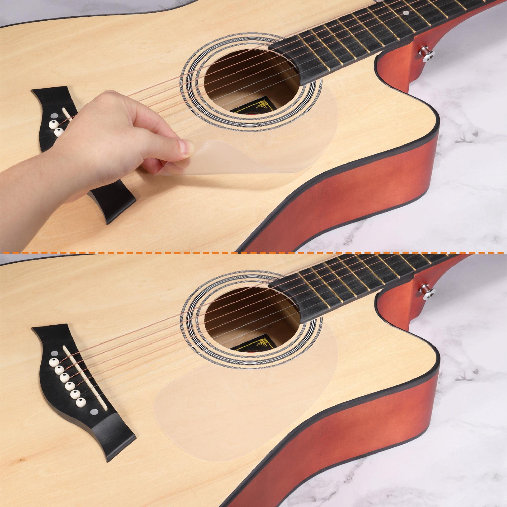sourcing map Acoustique Guitare Pickguard Apte 38 Pouces Auto Adhésif Droitier Main Acoustique-Électrique Guitare Pièces Eau Gouttes Forme Noir Paquet de 2