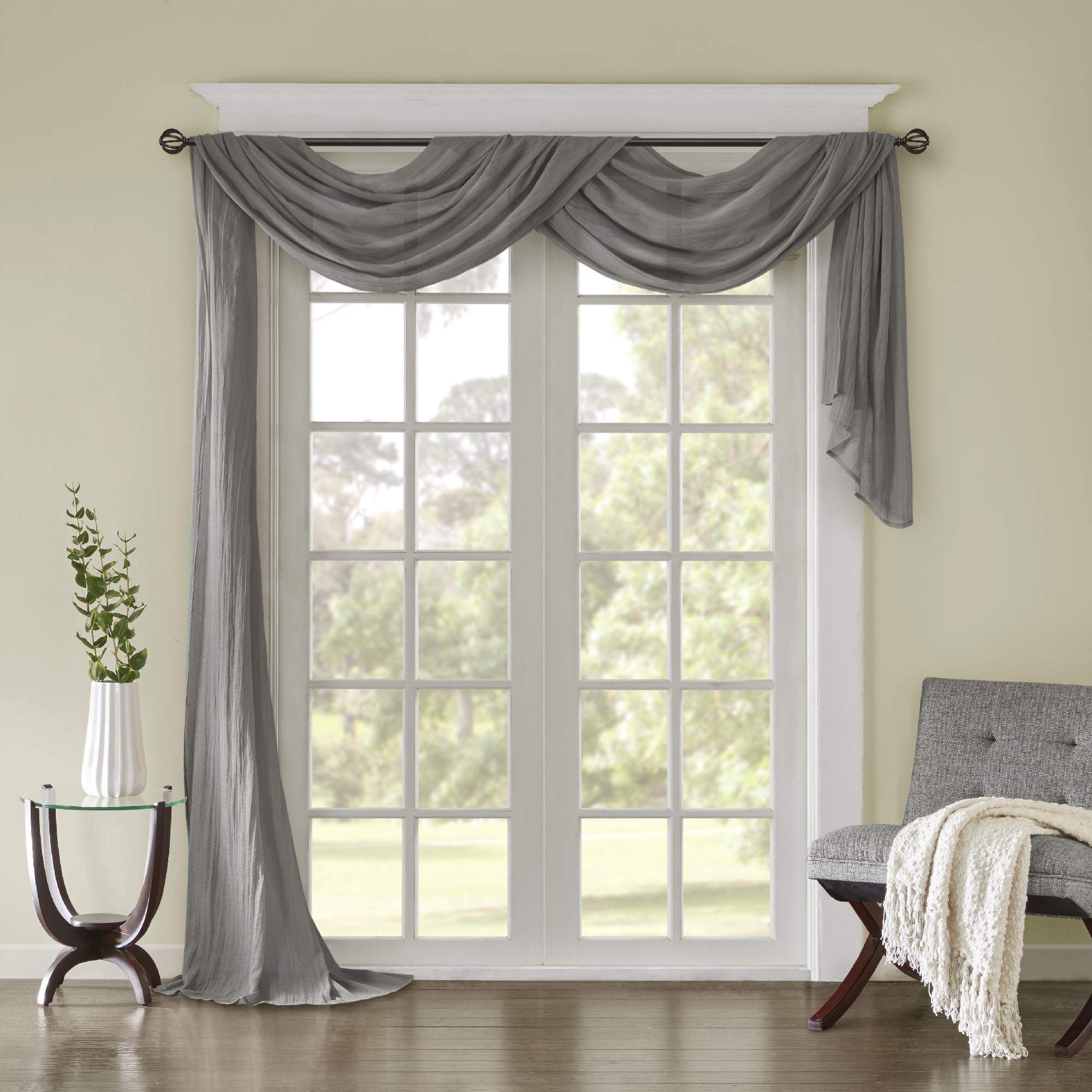 Madison Park Harper écharpe de fenêtre gris uni pour salon