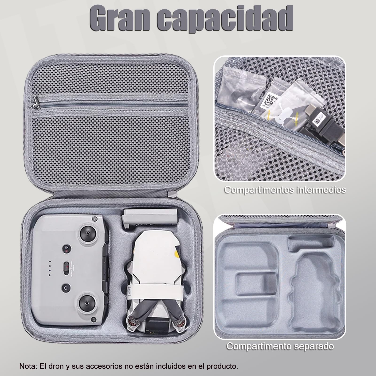 Bolsa de Almacenamiento para dji Mini 4K /Mini2 SE/Mini 2 Drone | Bolsa Mini 4K, Bolsa de Viaje compacta，Caja de Almacenamiento, Bolsa de Transporte, Gris