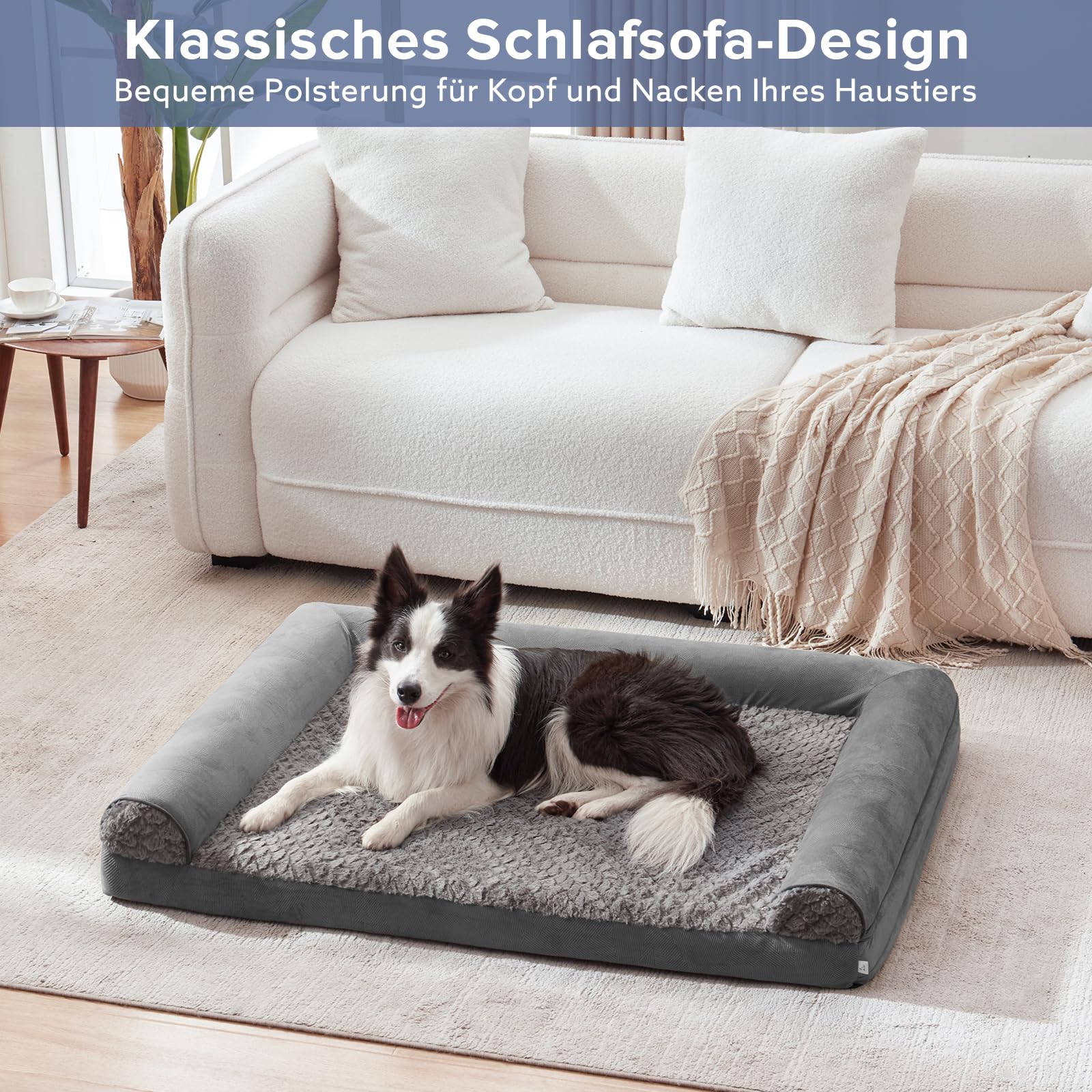 FURTIME Cuccia per cani di taglia grande, ortopedica, XXL, 122 x 89 cm, lavabile, ergonomica, con imbottitura rimovibile, antiscivolo, in gommapiuma, ortopedica