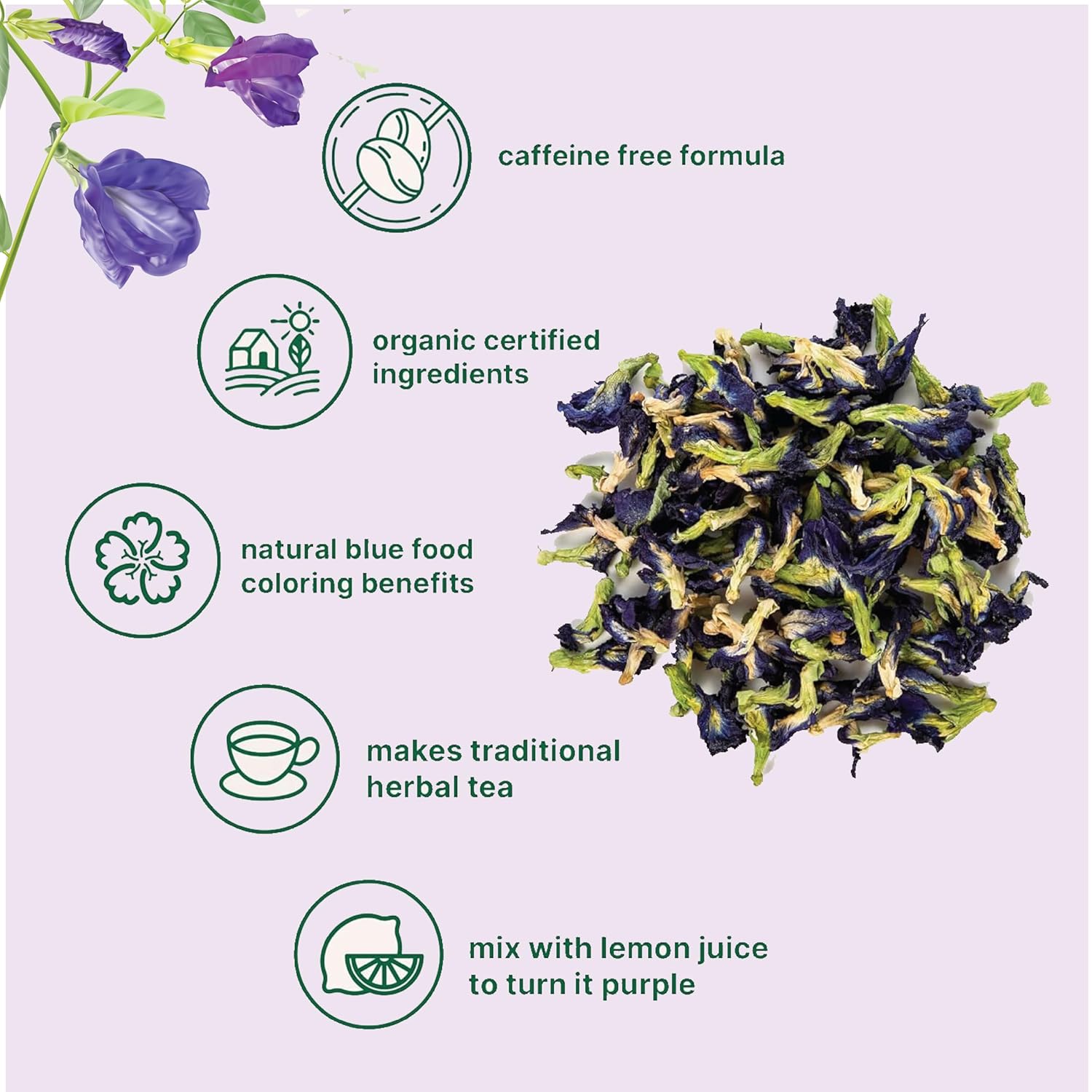 USDA Organic Butterfly Pea Flower Tea, 8.82oz, 750+ Cups | Great for Iced or Hot Brewed Herbal Tea | Natural Blue & Purple Food Coloring | Rich Source of Antioxidants | Caffeine Free, Non-GMO, No Sugar (Butterfly Pea Flowers 8.82 Oz)