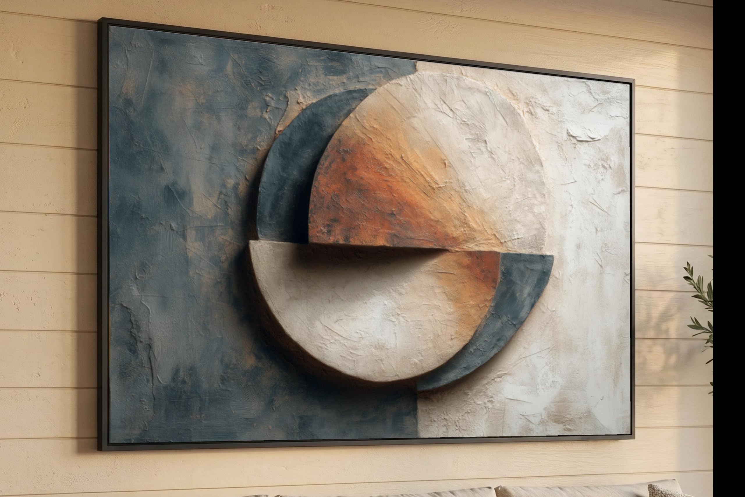 Tableau géométrique haut de gamme sur toile texturée et cadre intérieur en bois durable - 8