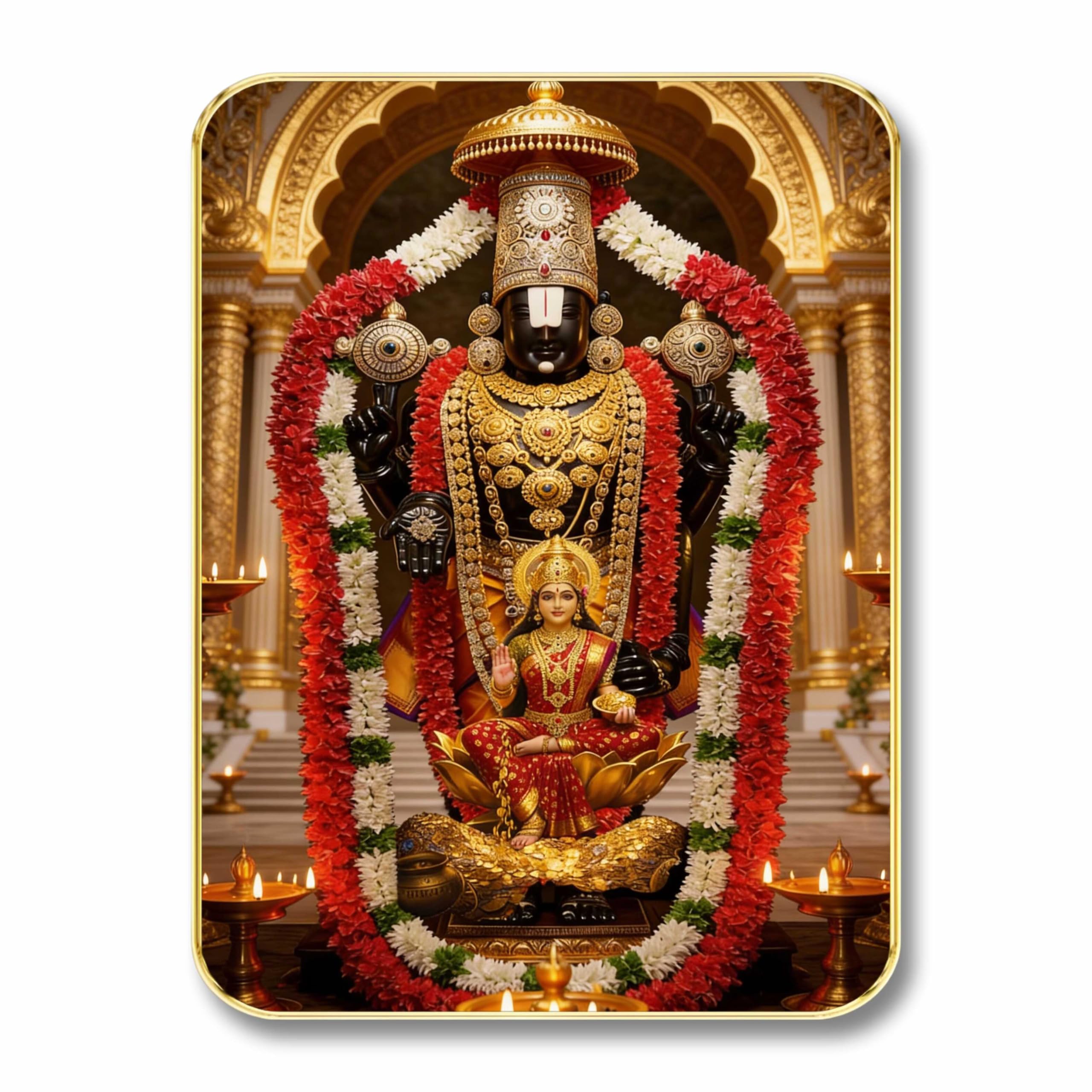 SAF Lord Venkateswara Balaji Wall Art with Table Top Stand & Wall Hanging Hole | Tirupati Balaji Lakshmi MDF Painting for Home Mandir Vastu Decor-image-33