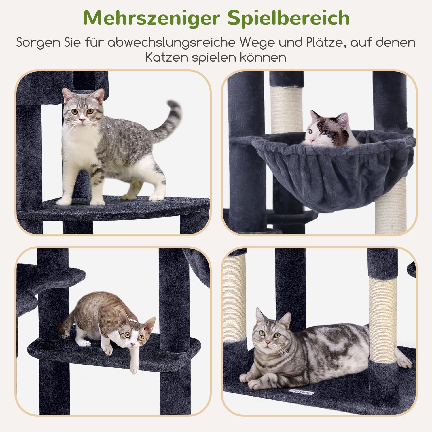 Globlazer Kratzbaum XXL für Große Katzen 213 cm Stabil katzenbaum Innen F83 | Extra großer, mehrstöckiger, Stabiler katzenbaum Über 2 Meter mit großen Liegebereich Katzenhaus für mehrere große Katzen