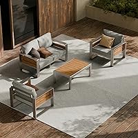 Vista 7 de ZANDOR Muebles de Exterior de Aluminio - 1 Pieza Sofá de Dos Plazas, Sofá de Exterior Moderno de Metal Resistente a Todas las Condiciones con Cojín