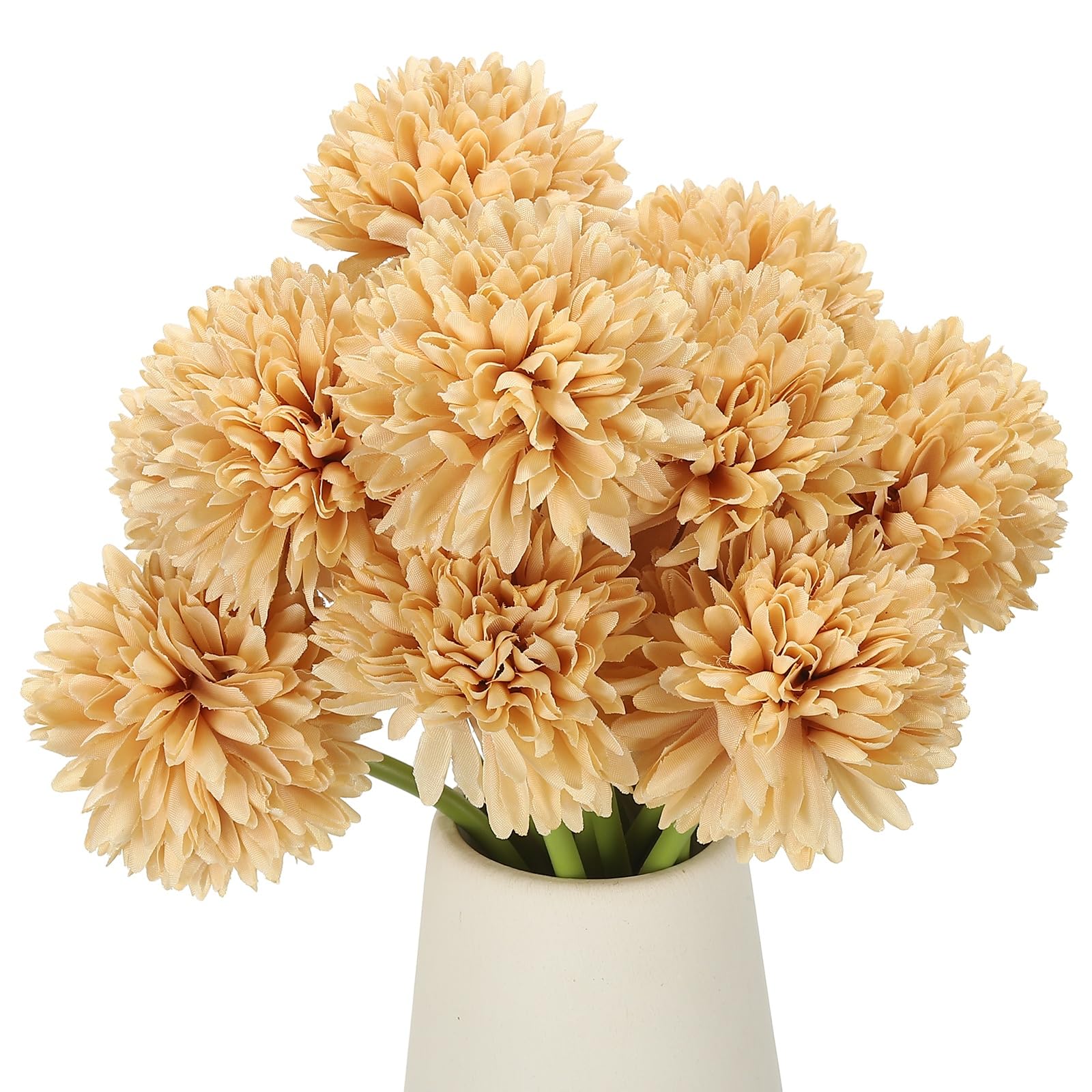 sourcing map 12 Pcs Artificial Chrysanthemums Fake Flowers, Faux Silk Artificial Flowers for Outdoors Indoor Wedding Table Centerpiece Home Decor, Champagne