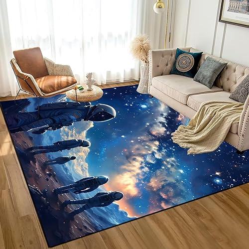 Alfombra con diseño de galaxia, planeta, astronautas, espacio para niños, adolescentes, dormitorio, sala de estar, 31 x 47 pulgadas