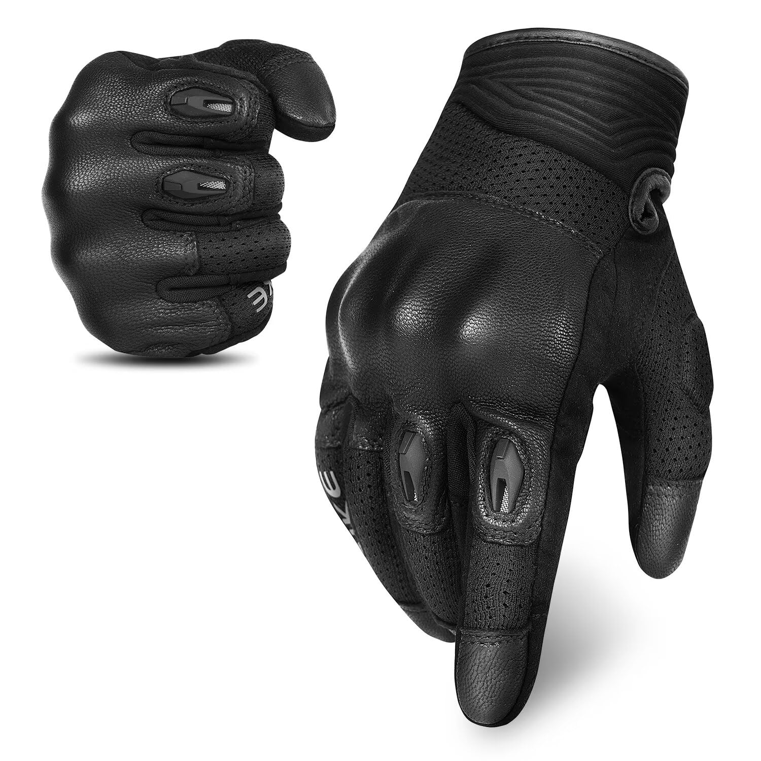 INBIKE Motorcycle Gloves for Men/Women, Leather Stitching Breathable Mesh, TPR Palm Sliders, Touchscreen Motorbike Gloves for ATV BMX MTB Riding Black L