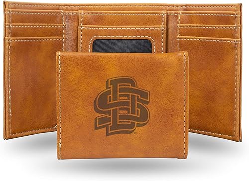 Vista 153 de Rico Industries NCAA - Cartera triple grabada con láser y tres pliegues grabada con láser, accesorio para hombre Negro