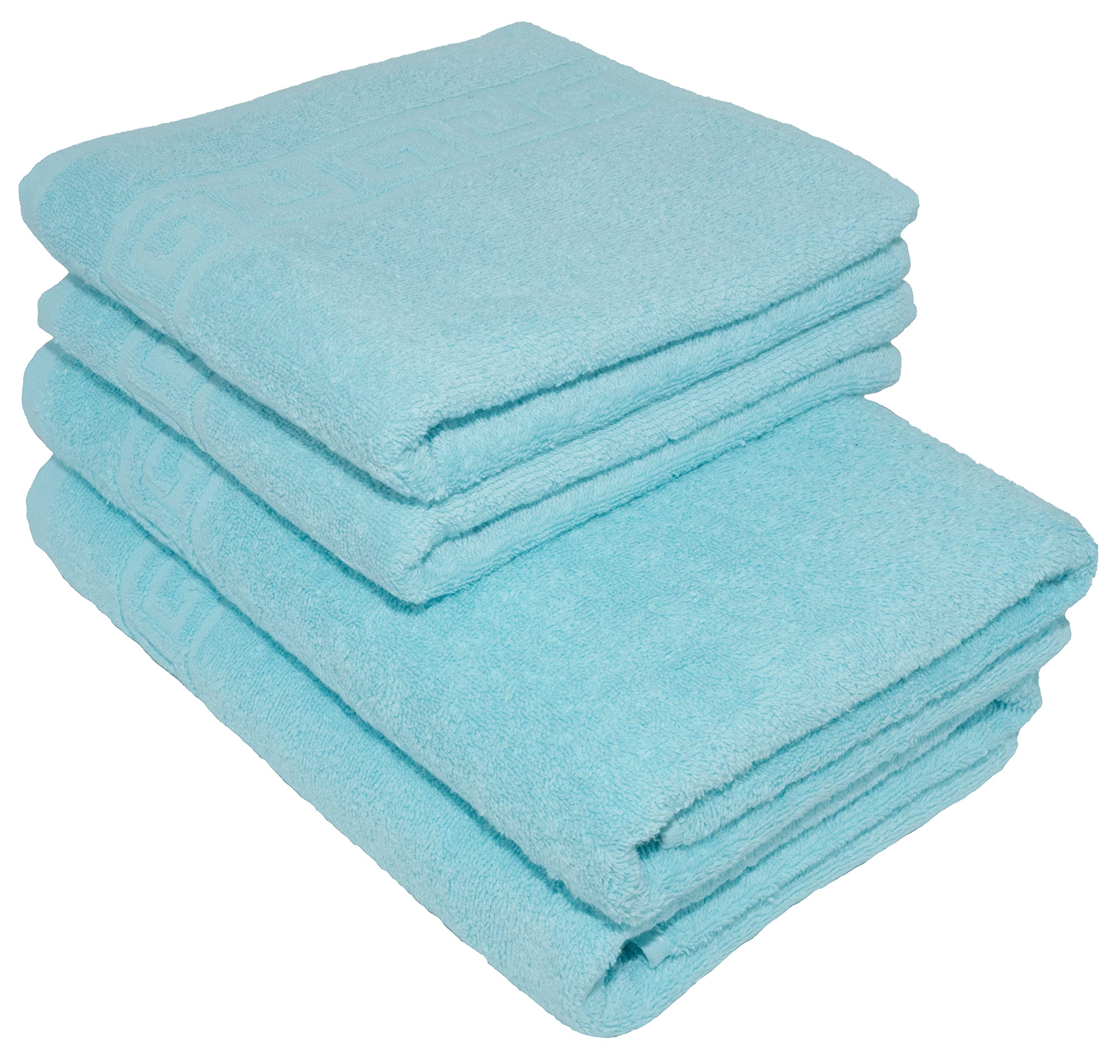 LIGHT TURQUOISE 2 X BATH TOWELS SET, 70X140 LARGE SIZE 100% NATURAL COTTON 500 GSM THICK ABSORBENT TOWEL, HOTEL QUALITY RINGSPUN — view 69