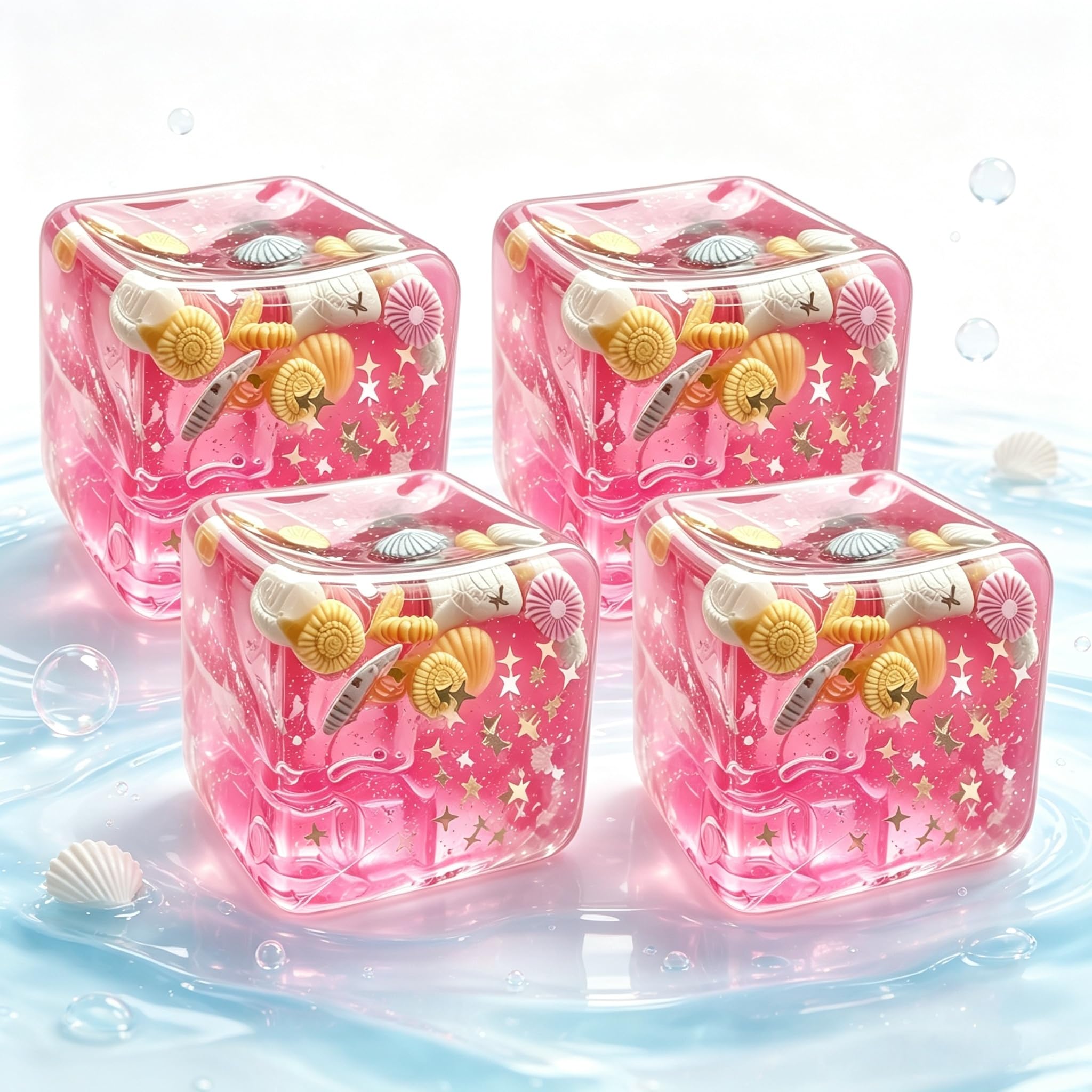 Squishy Toys,Ice Cube Squishy,Stress Squares for Adults (Pink*4pc) â image 1
