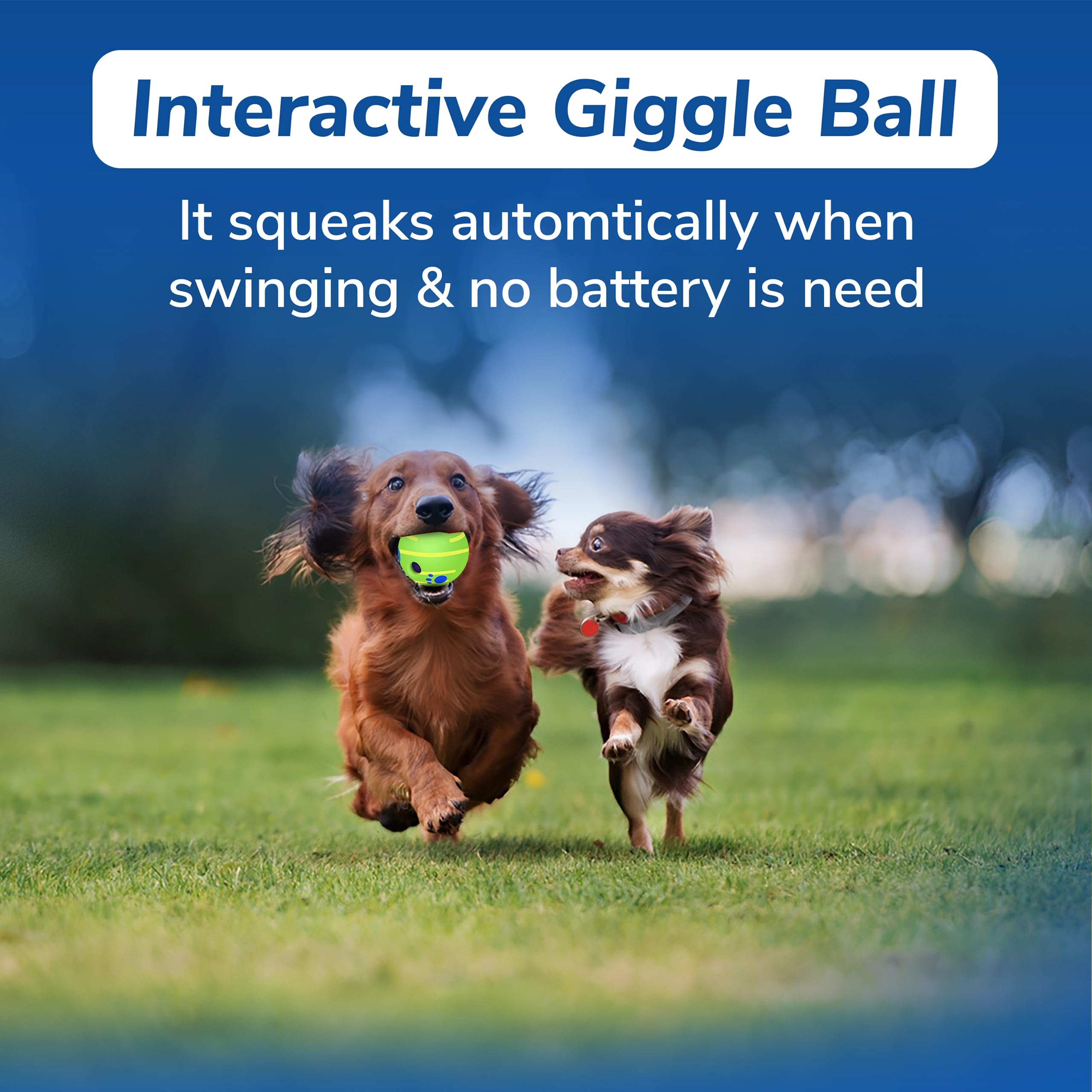 SIKARAAM 7cm Interactive Dog Toys Giggle Ball for Small Breeds Dogs - Durable, Wobble, Squeaky, Funny, Yellow Line, 2.75 inch - Image 4