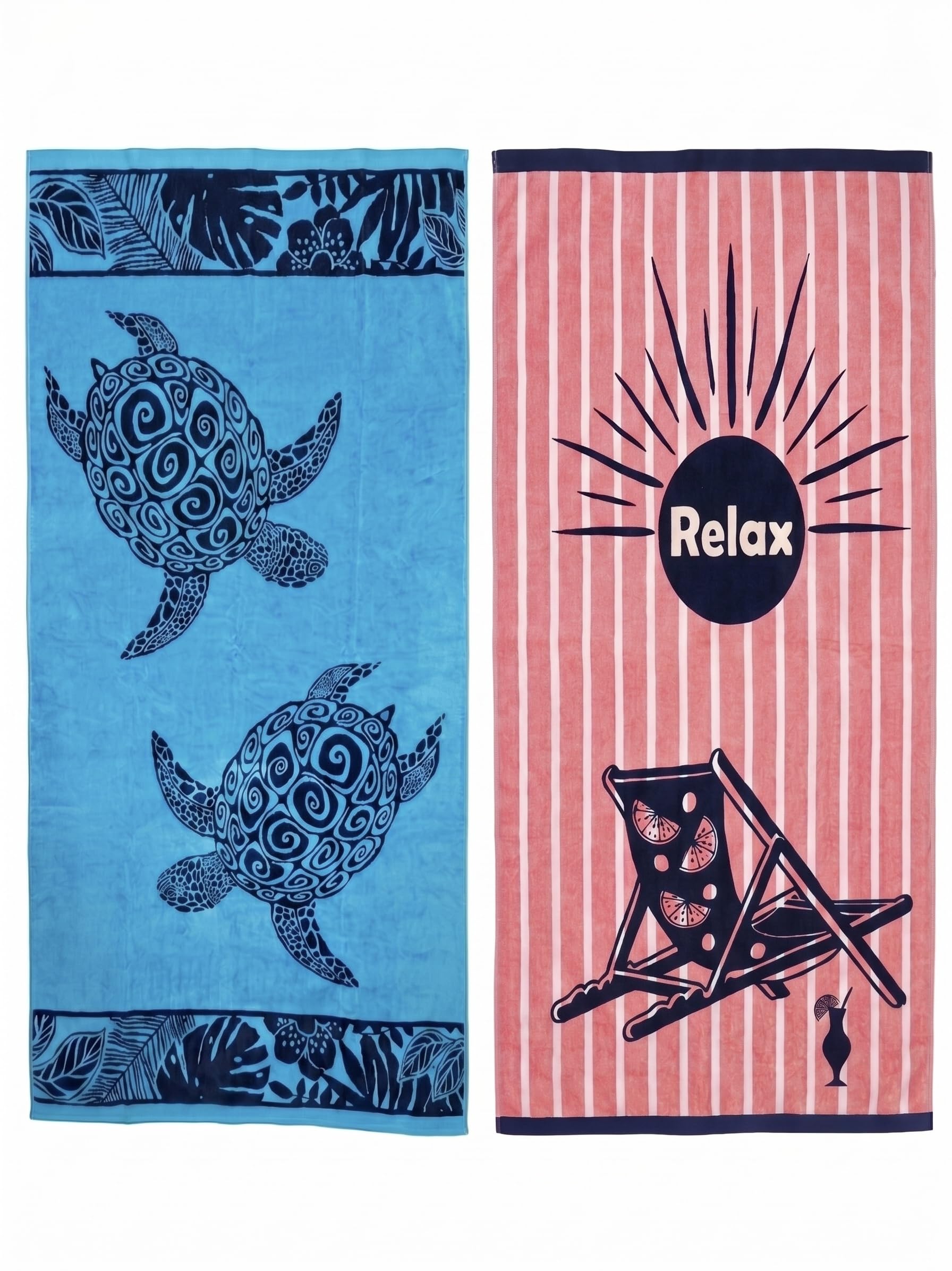 Large Egyptian Luxury Beach Towels For Adults 100% Cotton - Pack of 2