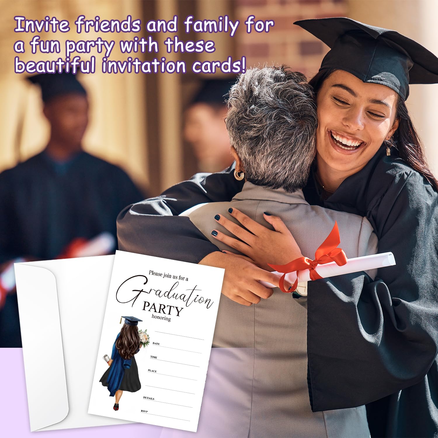Amazon.com : bxtala Female Graduation Invitations with Envelopes, Junior  High School College University Master Grad Party Invites, Sorority Party  Event Supplies Set of 20