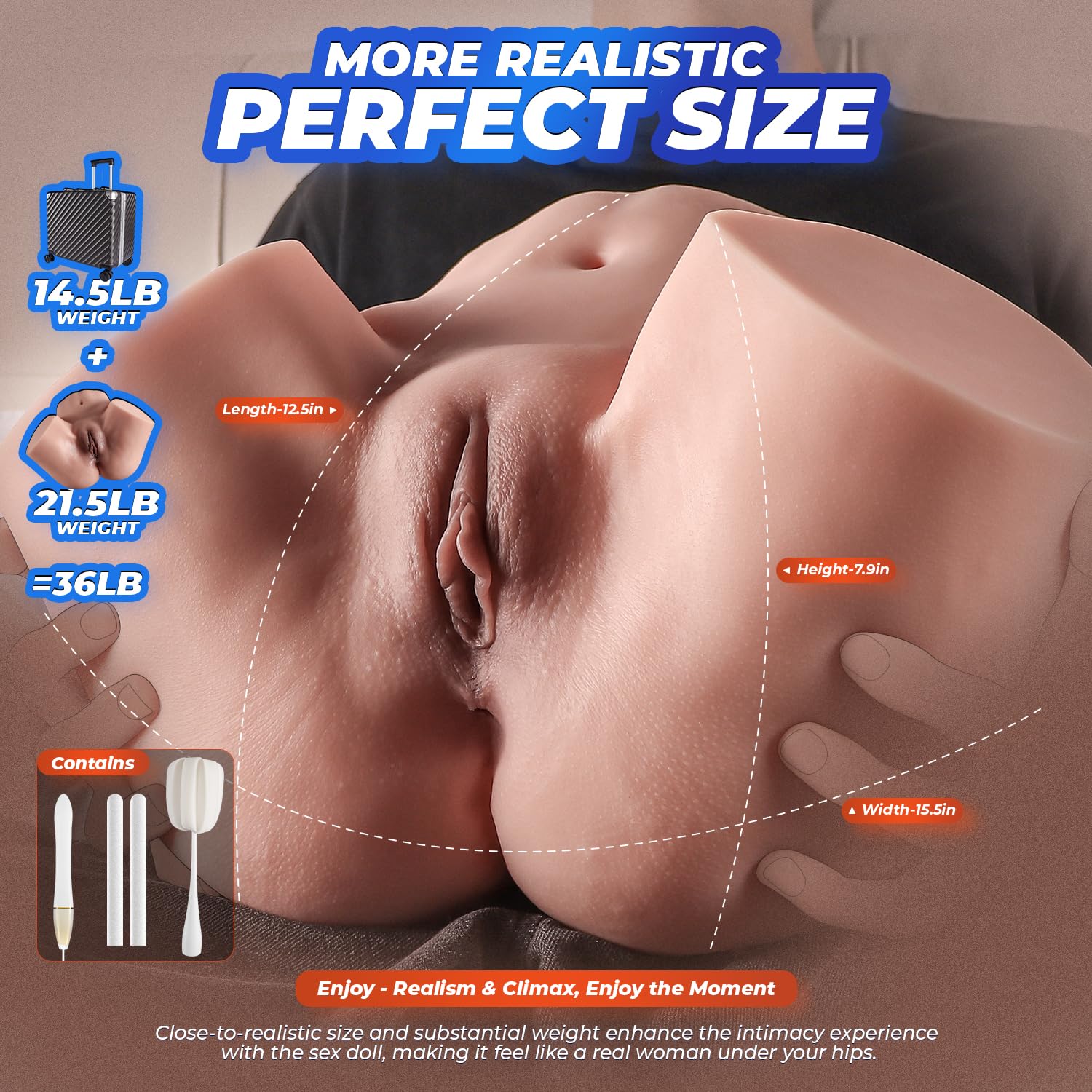 Amazon.com: Discreet Sex Doll Male Masturbator with Luggage, 36LB Realistic  Skin Texture Female Big Ass & Pussy Adult Sex Toy with 2 Hole Deeper Vagina  & Tight Anal, Torso Sex Dolls for