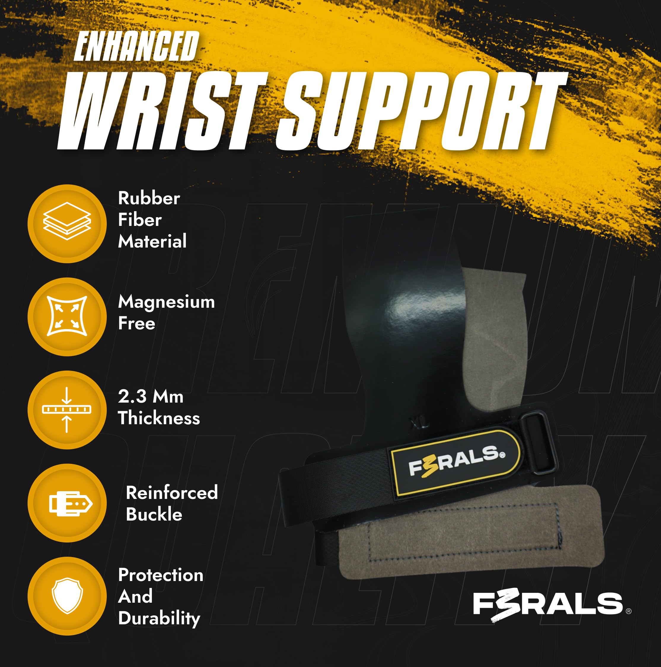 F3RALS ® Hand Grips Cross Training, Black, S/M - Image 3
