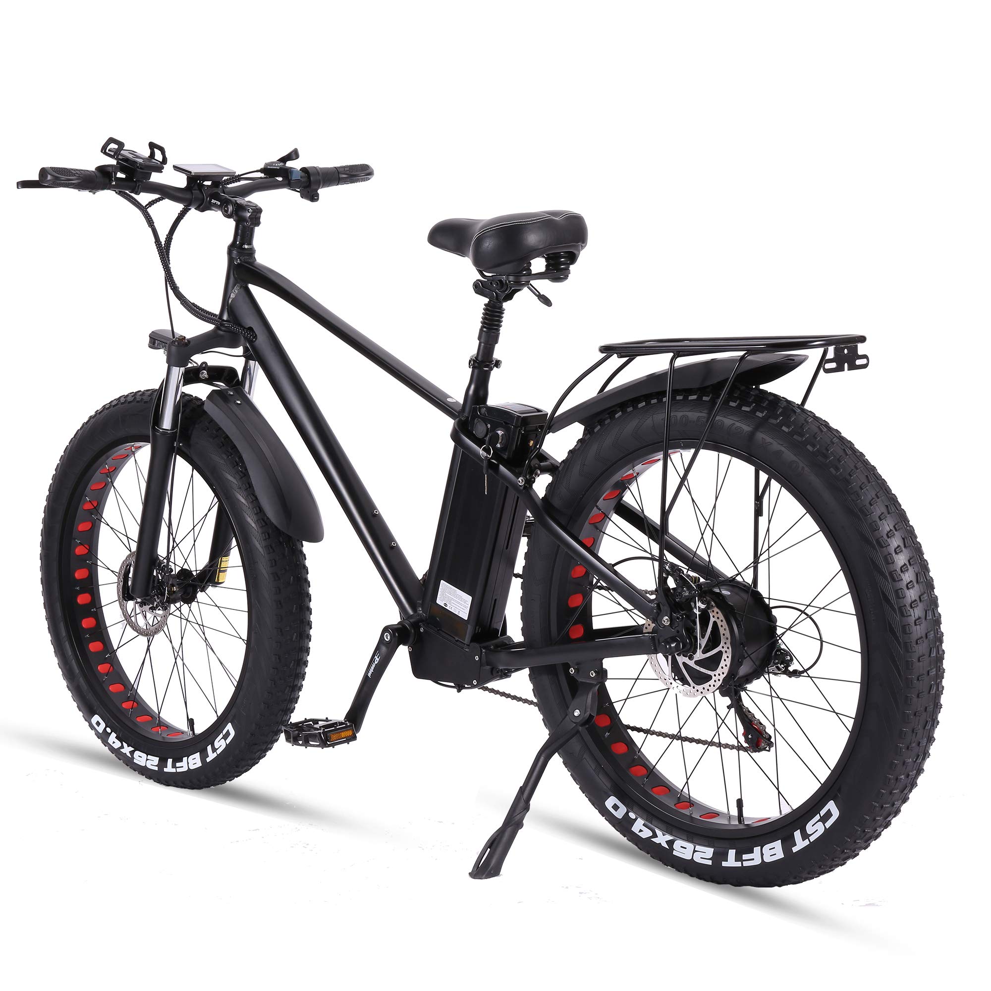 Vélo électrique VTT Homme Adulte 26 Pouces 21Ah Batterie Lithium Shimano 7 Vitesses Fat Bike Noir XL