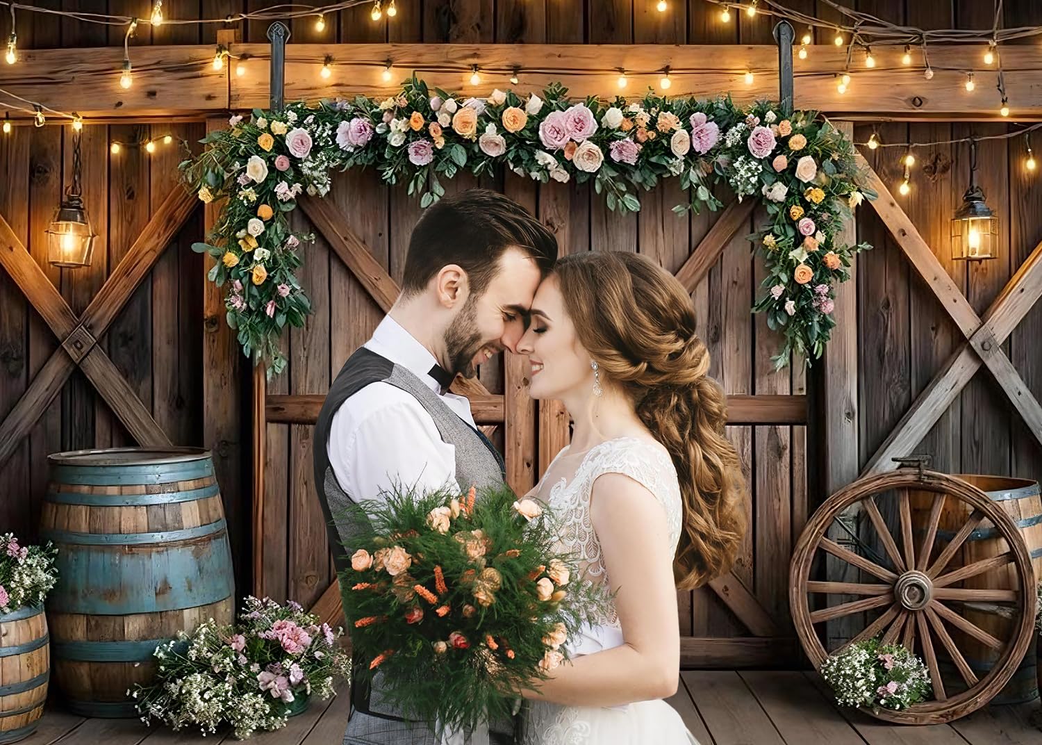 Rustykalne tło do zdjęć ślubnych, 35 x 200 cm, vintage drzwi stodoły, różowe kwiaty, dom wiejski, tło fotograficzne na zachód, urodziny, baby shower, dekoracja na przyjęcie weselne, baner