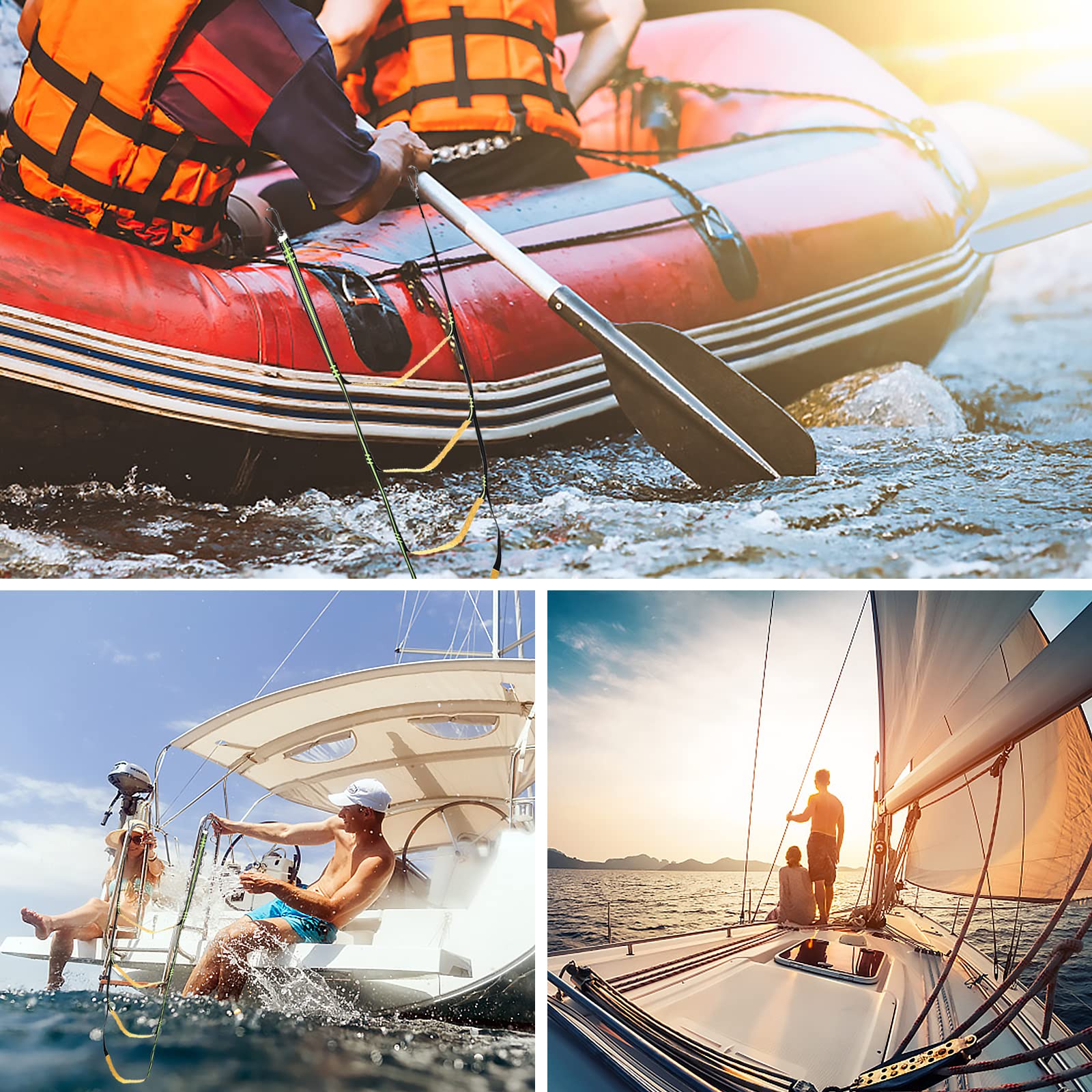 Échelle de Bateau à 4 Marches en Corde Marine - Pliable et Amovible pour Kayak et Bateau Gonflable