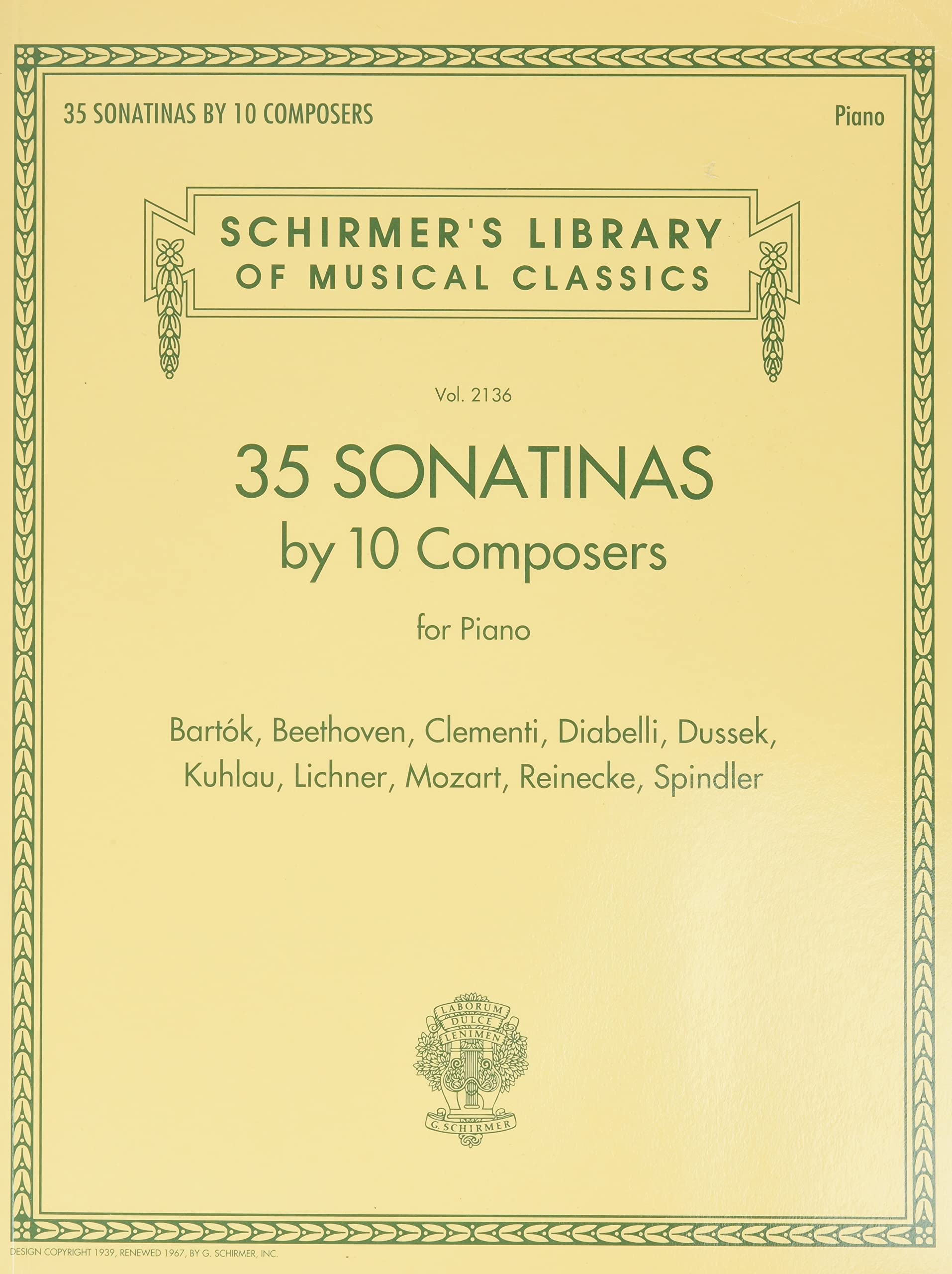 35 Sonatinas By 10 Composers For Piano: Schirmer's Library of Musical Classics Volume 2136