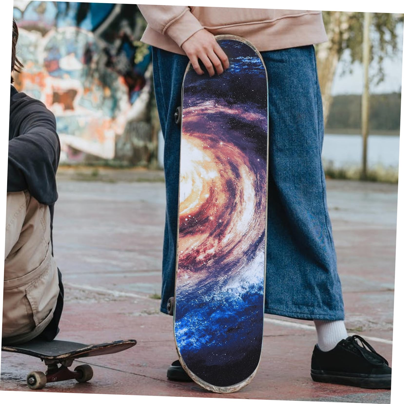 ifundom 2 Stück Rad Skateboard Grip Tape Wasserdichtes Sandpapier Sticker Rutschfester Deck Grip Aufkleber für Skateboard und Scooter Hochwertiges Material Einfache Anwendung Attraktives