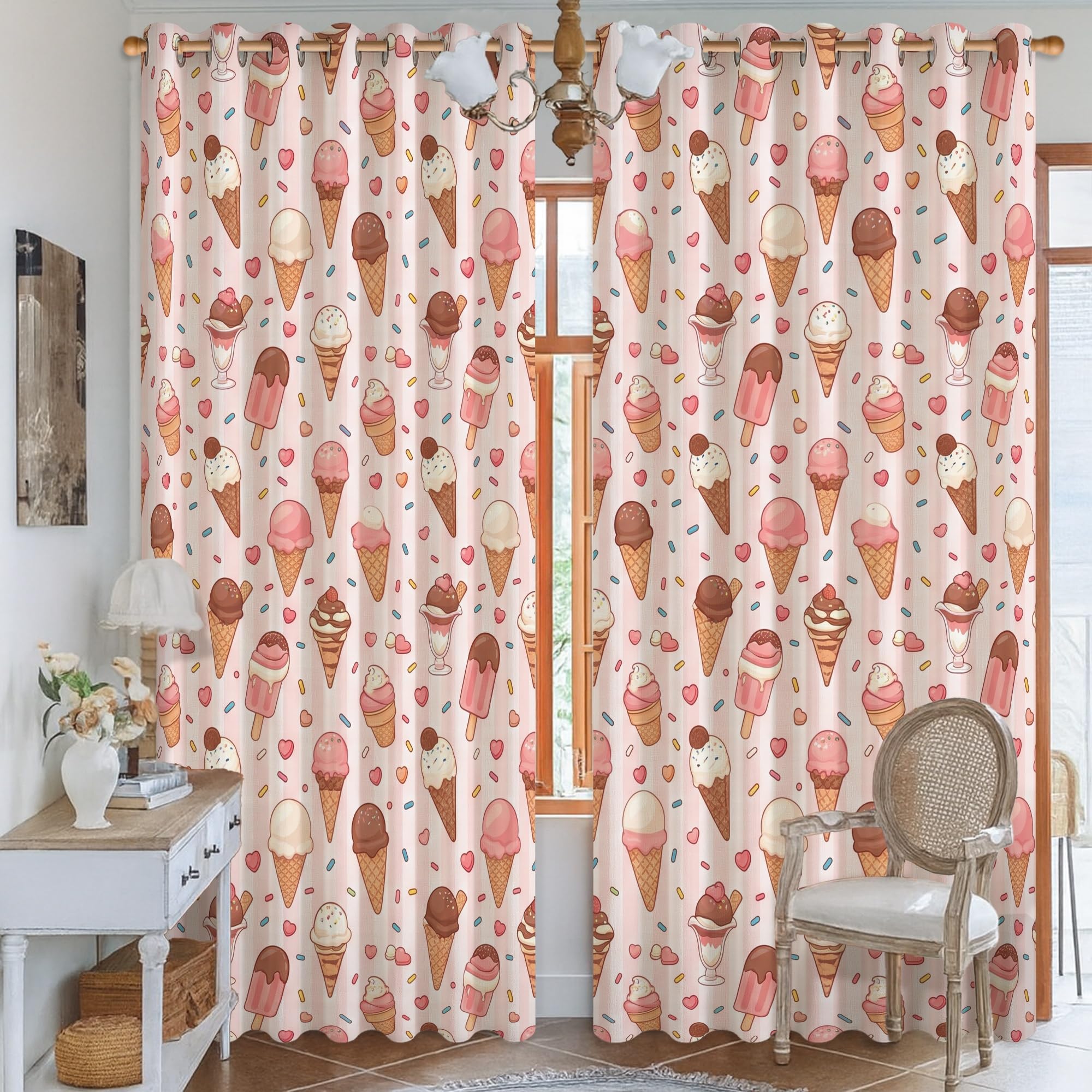 Rideaux occultants isolants 132x241 cm pour chambre à coucher au motif flocons