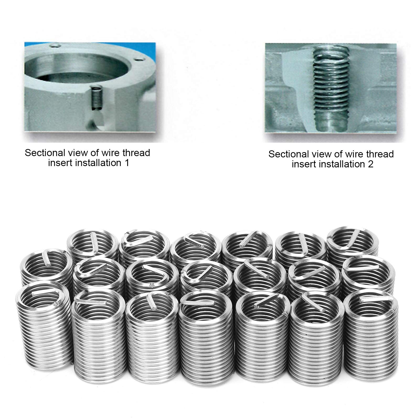 Double Wire Thread Snapklik.com : 20Pcs Wire Thread Inserts, M12 X 1.5 X 2.5D Stainless ...