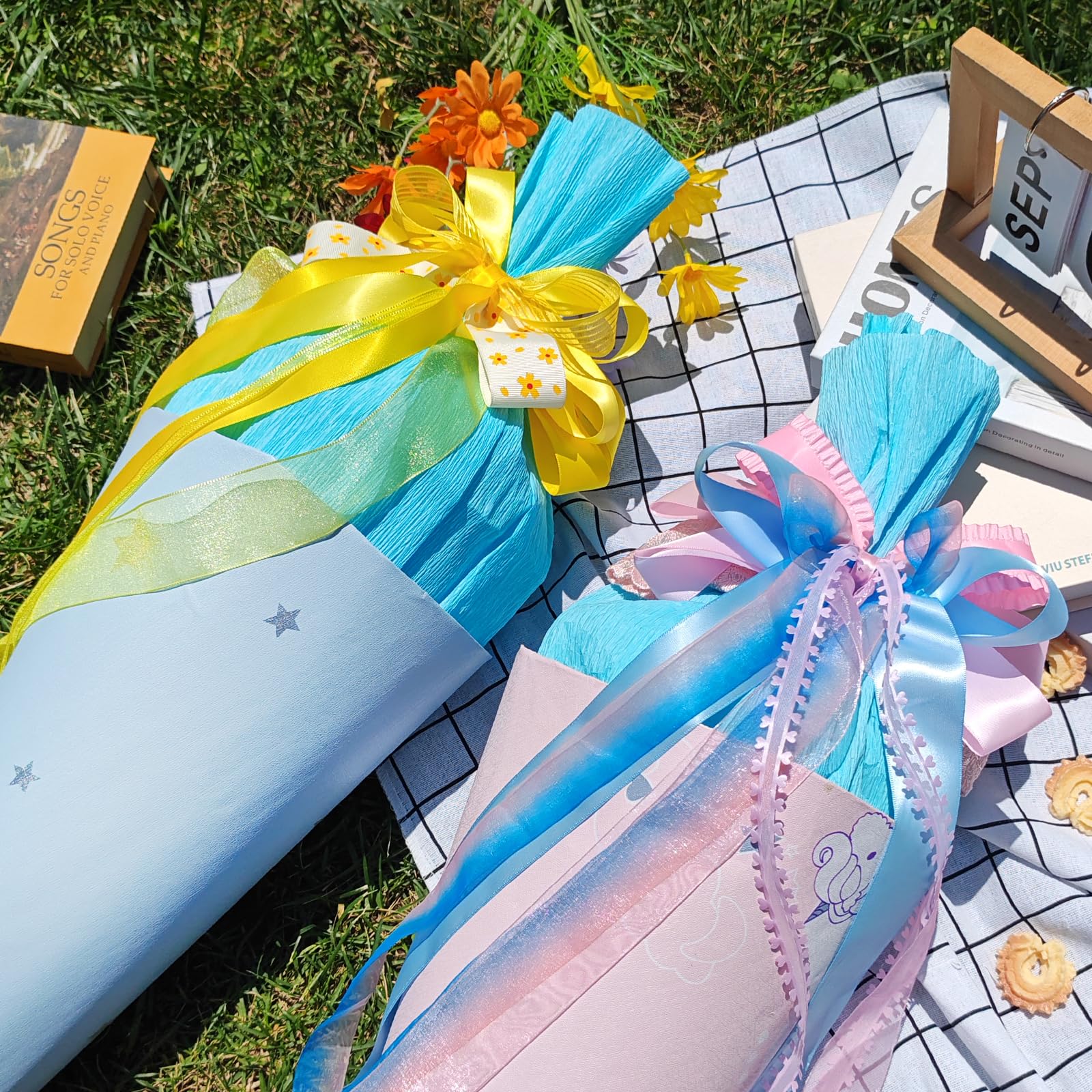 Zidoley Schultütenschleife Meerjungfrau - 65×20cm, Organza & Satin, Mit Bindeband