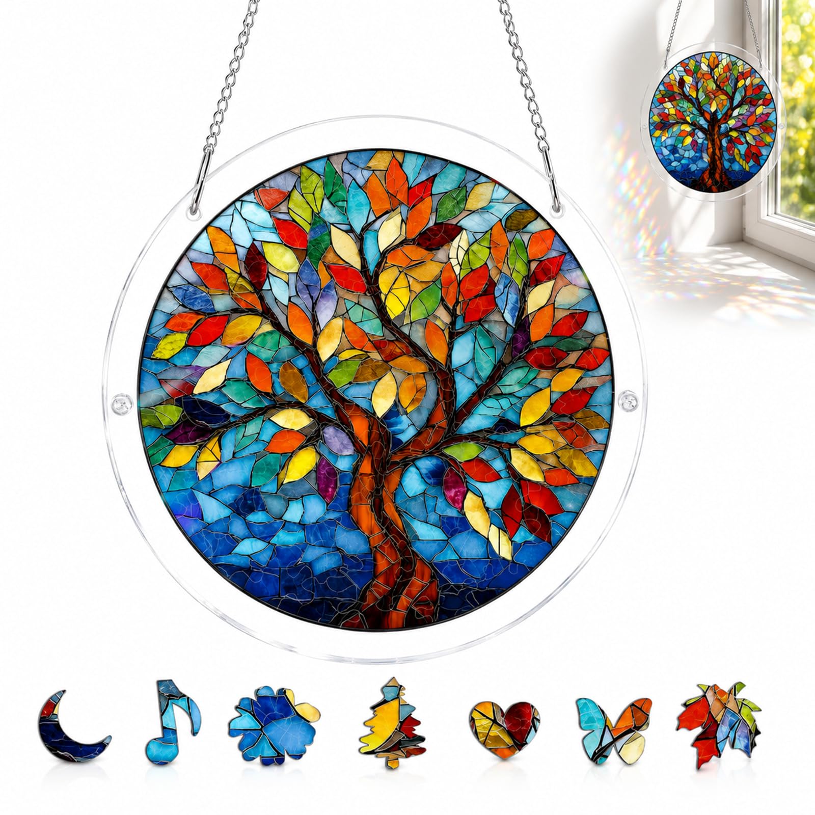Zoswj Acrylic Jigsaw Puzzle Suncatcher Kit Vivid Tree Pattern Sun Catchers