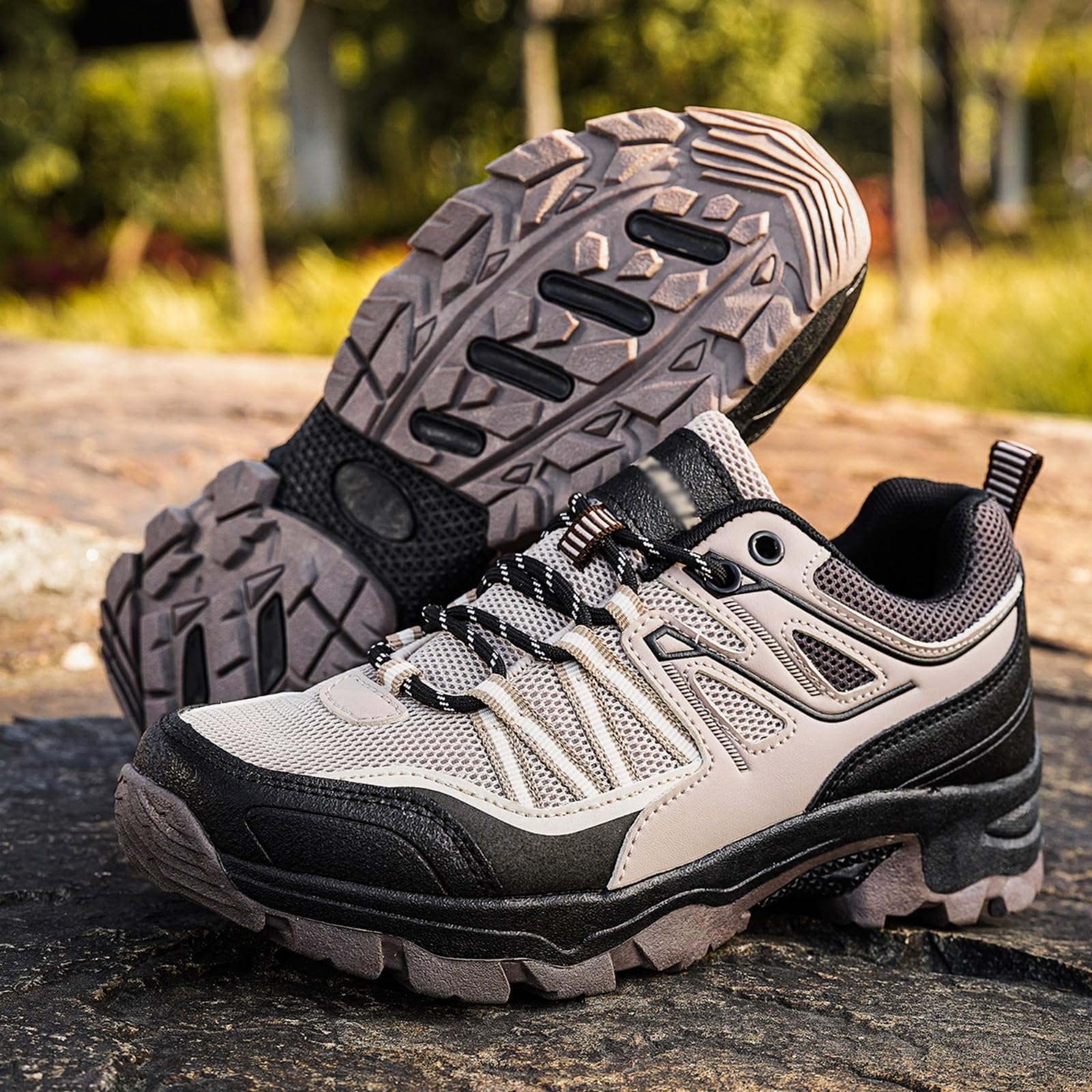 Damskie oddychające buty trekkingowe i do pieszych wędrówek | Lekkie antypoślizgowe półbuty sznurowane, Komfort przez cały dzień, na szlaki kemping wędrówki z plecakiem i podróże
