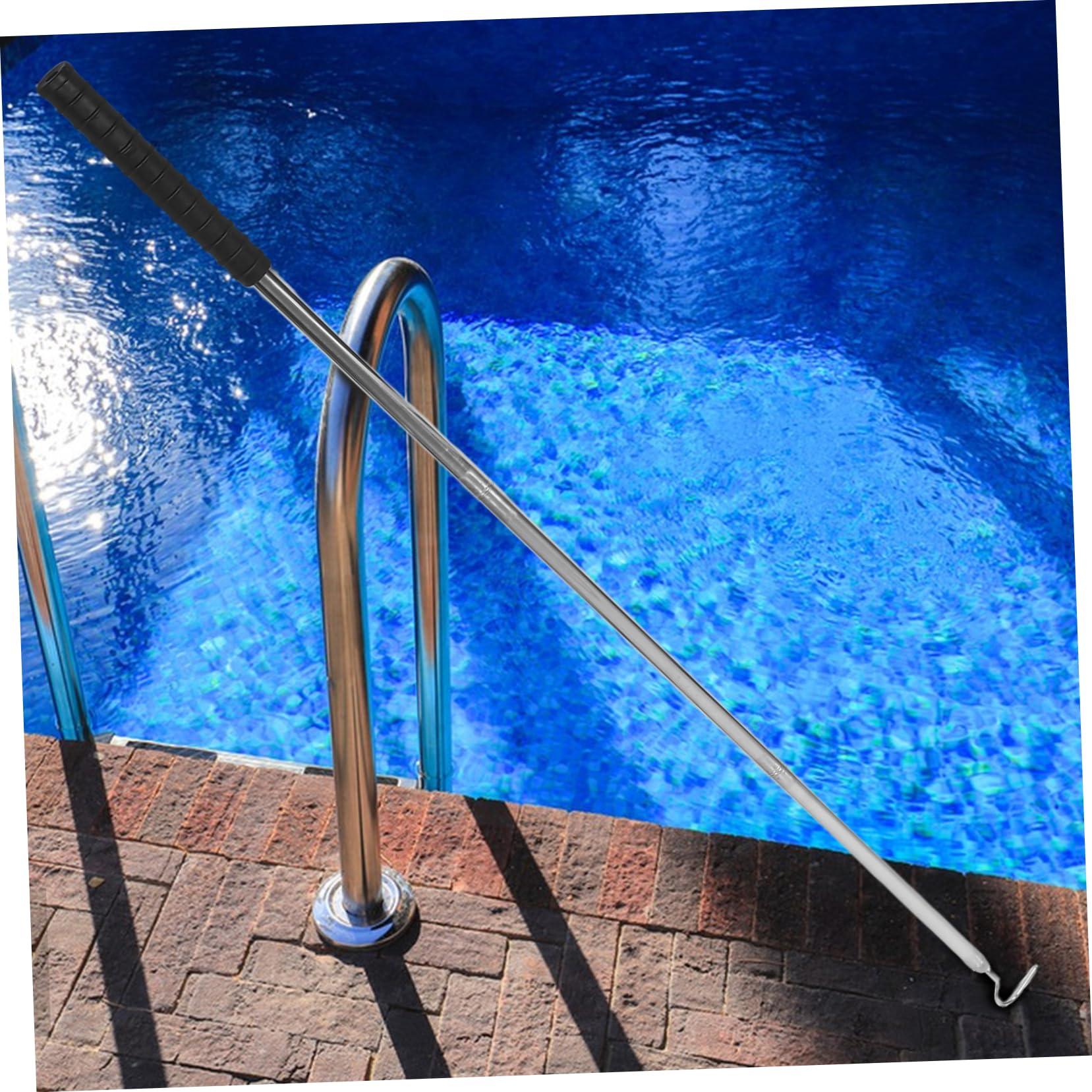 Yardwe Gancho De Acero Inoxidable Para Piscinas Con Mango Extensible Herramienta De Elevación Para Cesta De Skimmer Accesorio Multifuncional Para Limpieza De Equipos De Piscina