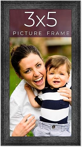 Marco de madera real negro de 3 x 5 pulgadas de ancho de 1.5 pulgadas Profundidad del marco interior de 0.5 pulgadas Marco de fotos envejecido