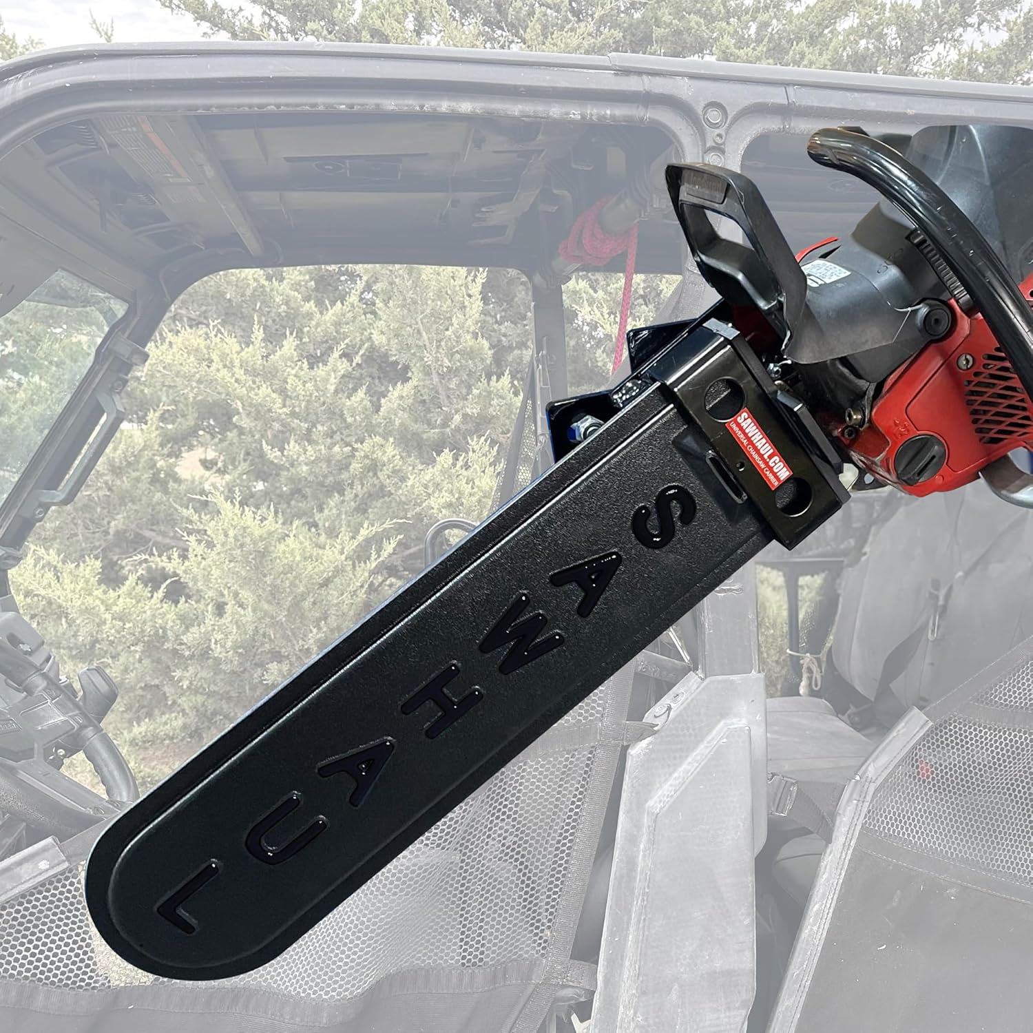 SawHaul Snap-Lok Universal Chainsaw Carrier Kit for Tubing and ROPS, 20 Inch Black Scabbard, Rotating Mount Holder Compatible with All Chainsaw Brands, Made in USA