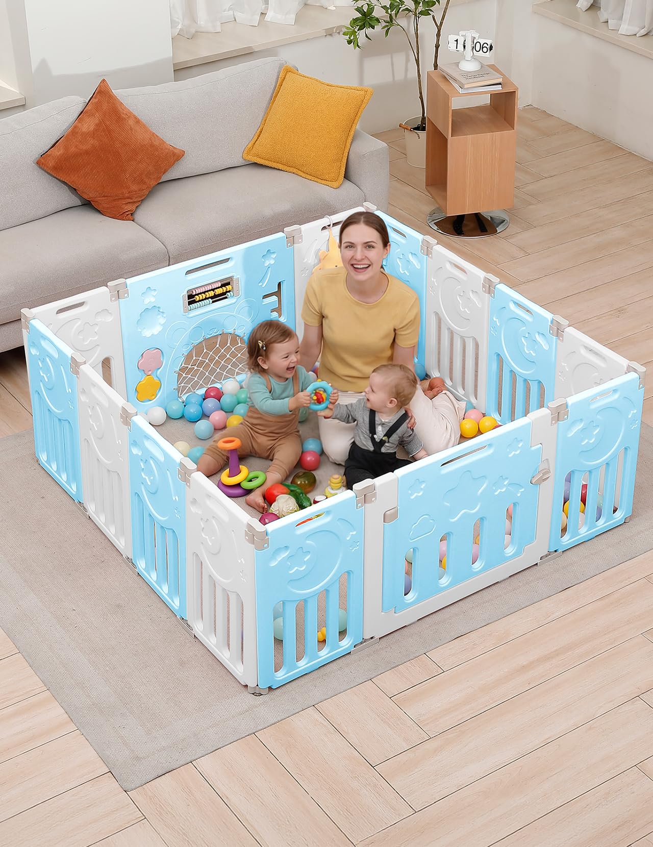 Dripex Box Bambini 150×150 cm, Recinto per Bambini Pieghevole, Box Neonato in Forma Adattabile, Recinto Neonato in Plastica, Blu