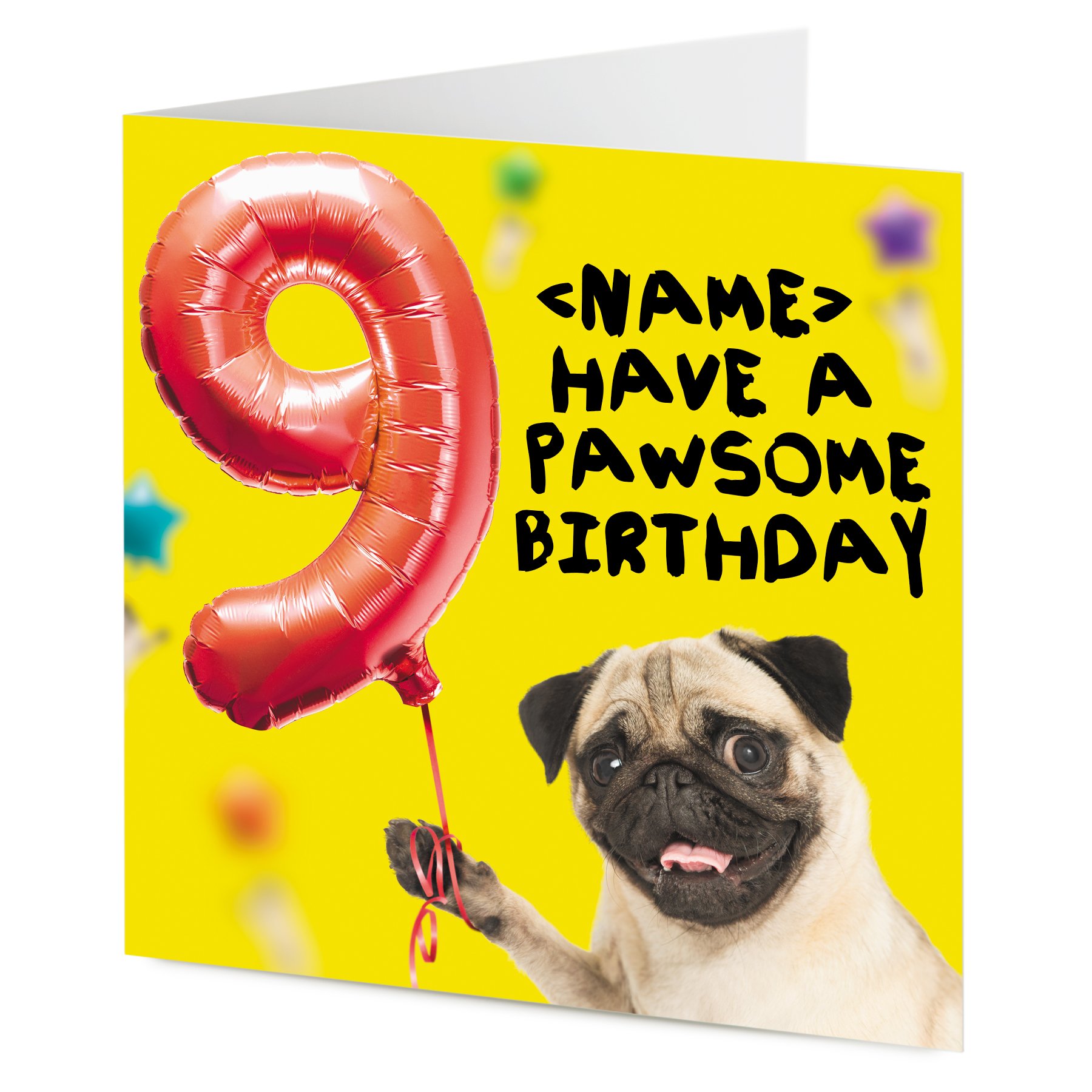 TigerMill Publishing personalised Pug Dog Birthday Card Just add your greeting! – any age from 1–99