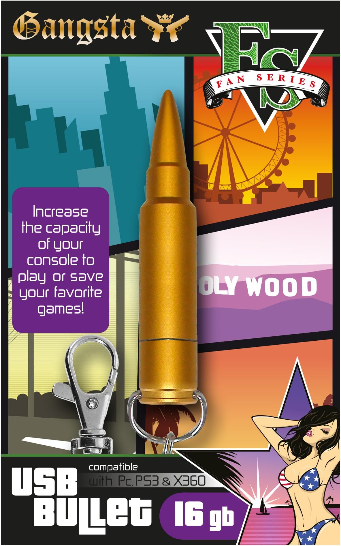 USB Gangsta Bullet 16GB Memory Stick (Xbox 360/PS3/PC DVD)