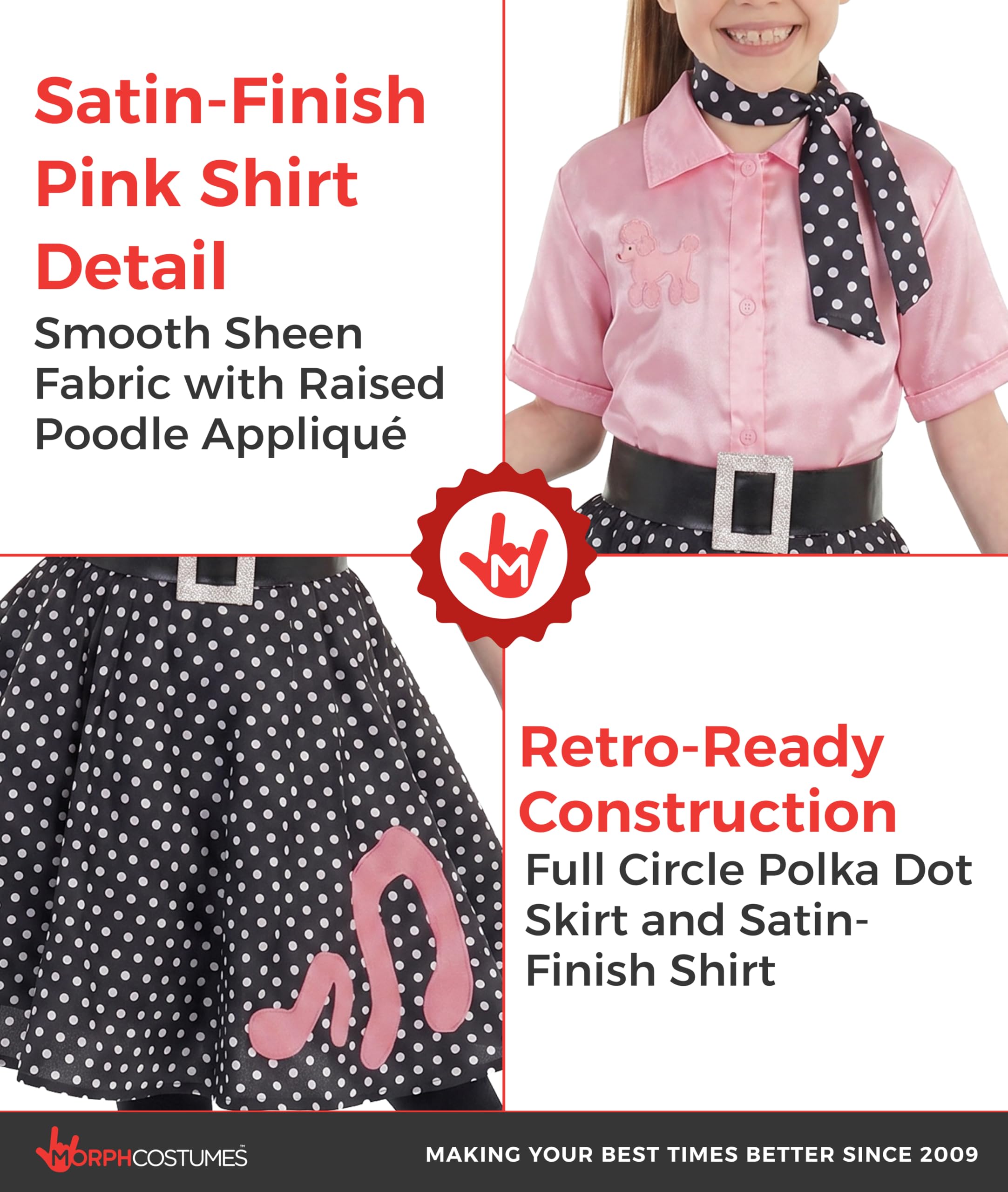 Fun Shack Vestito Anni 50 Bambina - Costume Carnevale Bambina, Abito Vintage per Feste, Halloween e Compleanni.