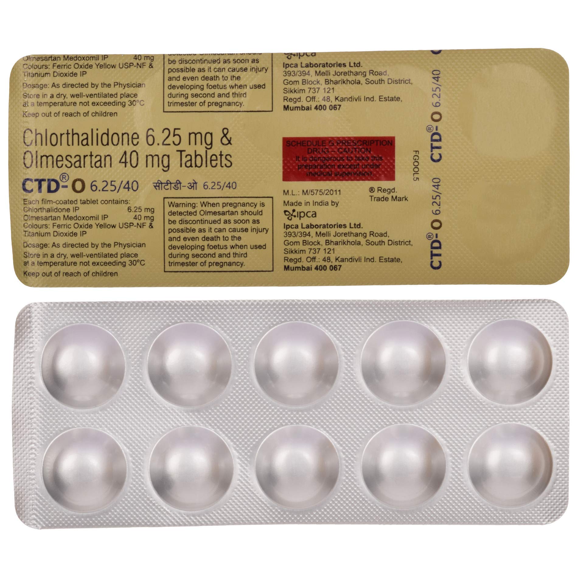 CTD-O 6.25/40 - Strip of 10 Tablets