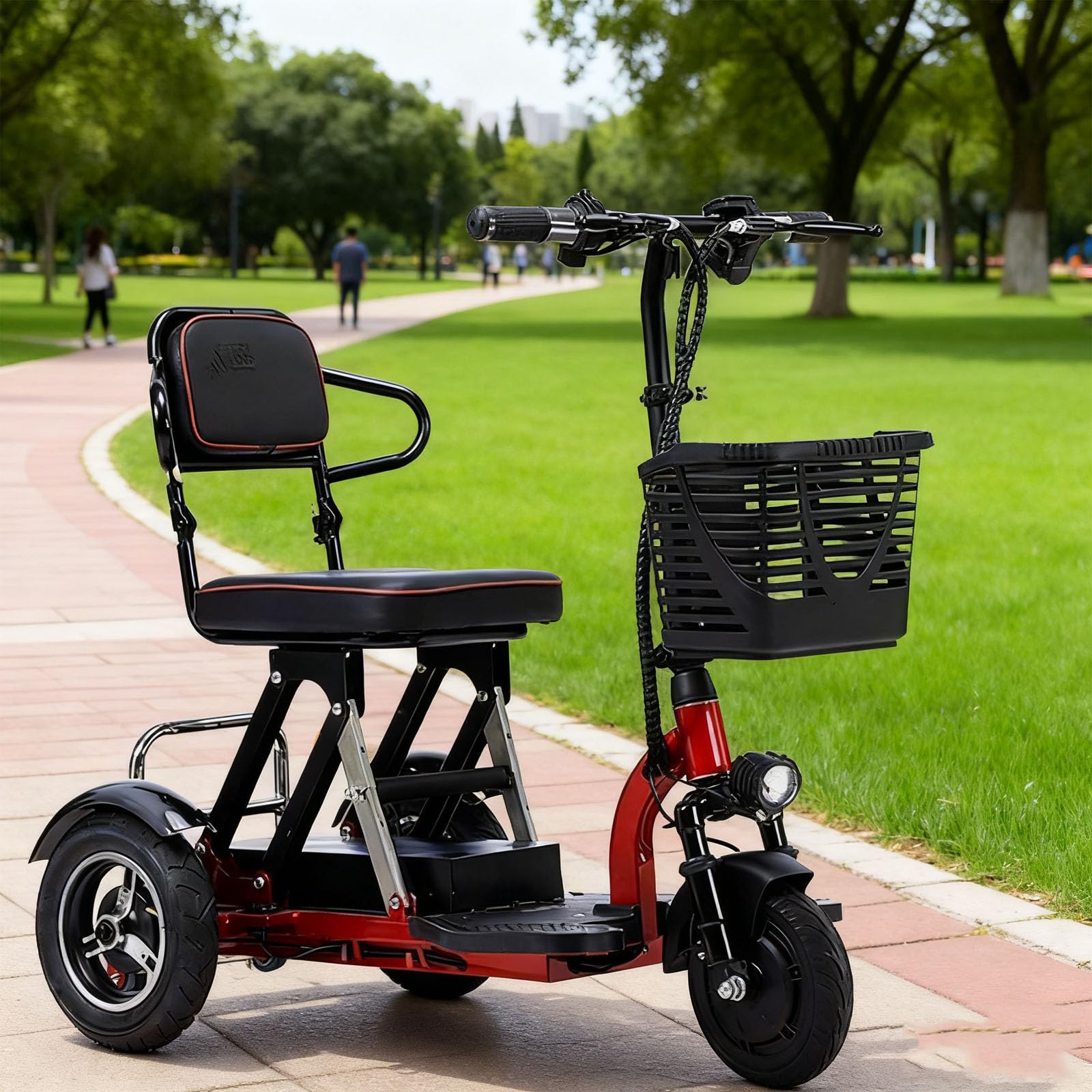 Genérico Scooter De Movilidad Eléctrico para Personas Mayores Plegable De 3 Ruedas con Asiento para Pasajero Incluye Cargador, Cesta Scooter De 3 Ruedas,001,1