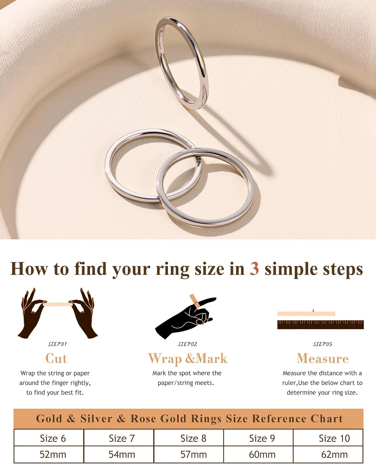 LOYALLOOK 1.5mm 14K Gold Filled Stacking Rings for Women - Stainless Steel Plain Thin Knuckle Thumb Statement Midi Band Rings - Comfort Fit Silver/Gold/Rose Tone, 3PCS - Image 6