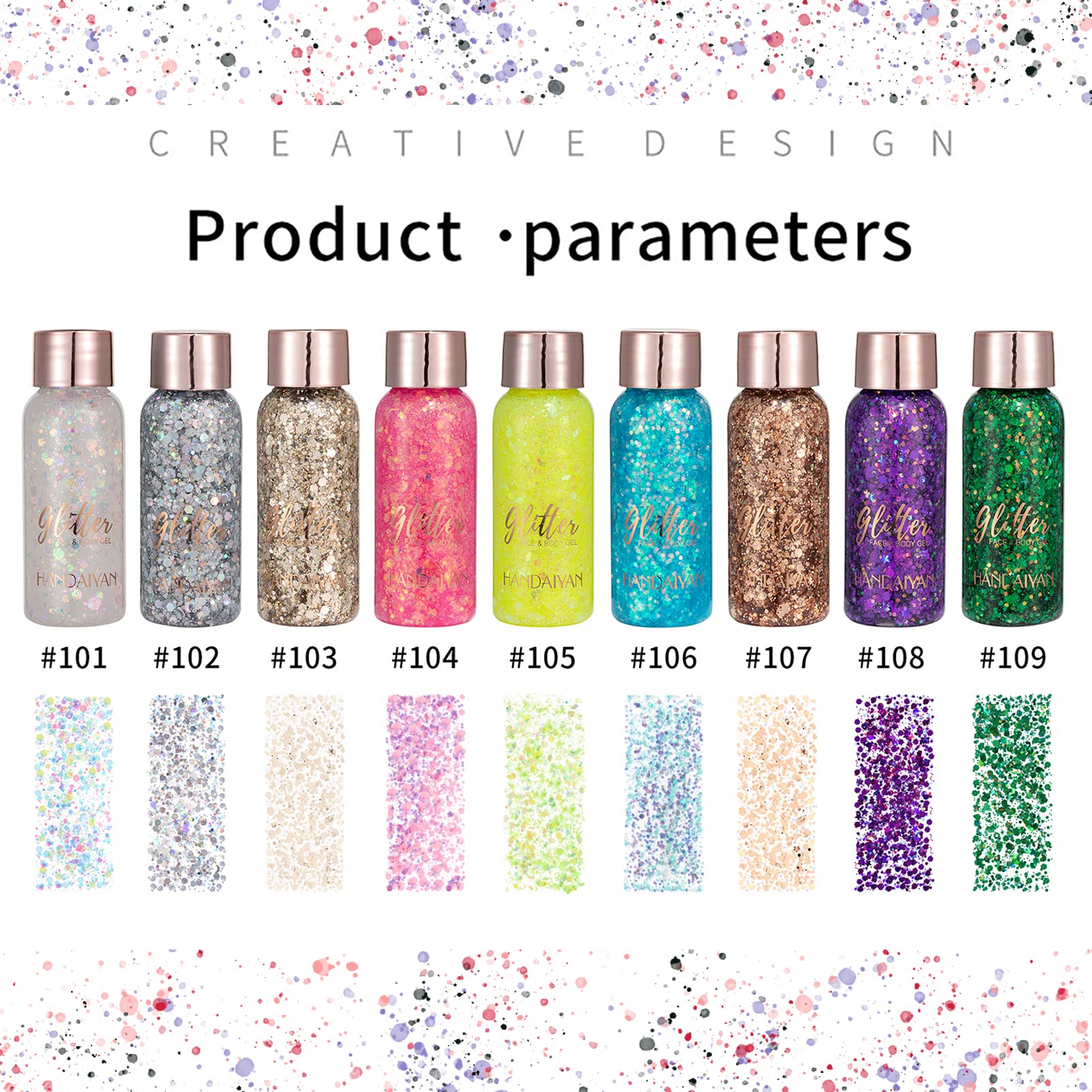 30ml Glitter Corpo, Glitter Gel Corpo,Glitter Body Gel, Glitter Gel Viso per Viso, Unghie, Occhi, Labbra, Capelli, Corpo, per Musica, Festival, Feste in Maschera