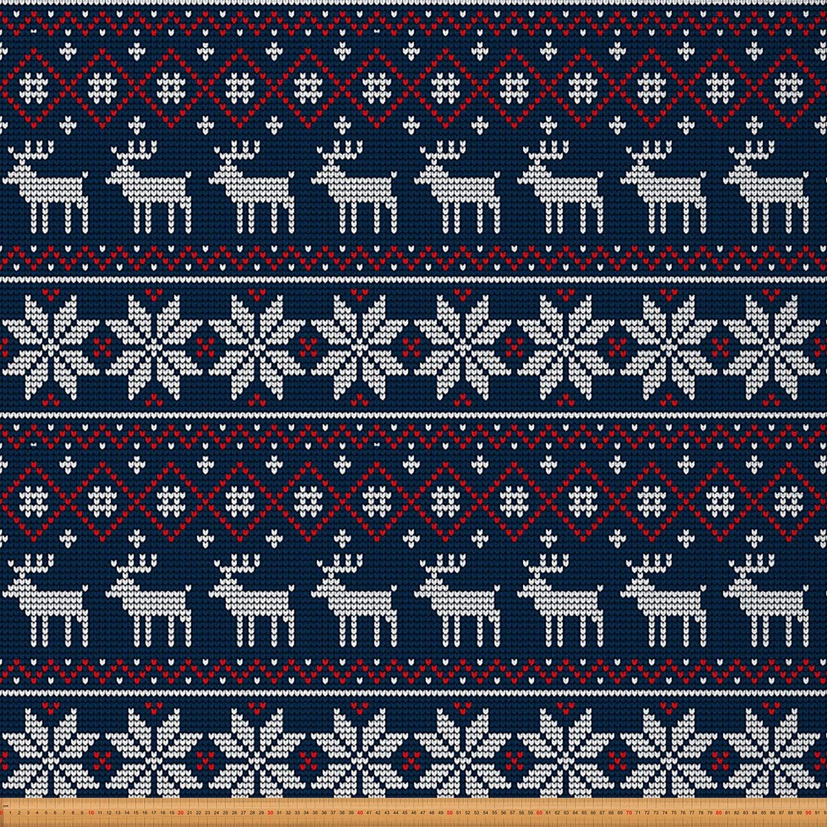Upholstery Xmas Snowflake Fabric for Chairs, Christmas Illustration Outdoor by The Yard, Cute Elk New Year for Home DIY Projects, 3 Yard (L276*W150cm) Blue