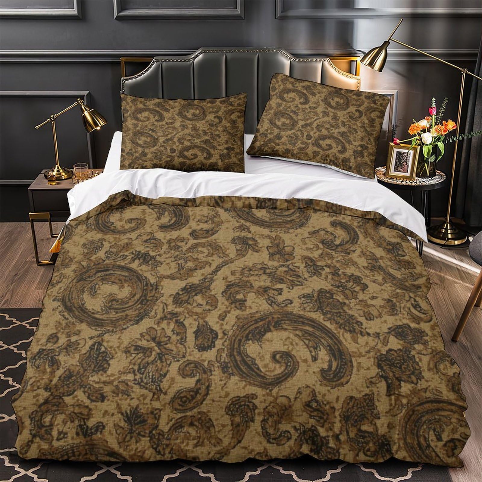 Housse de couette lune en croissant microfibre pour lit double qui ne bouge pas et ne froisse pas