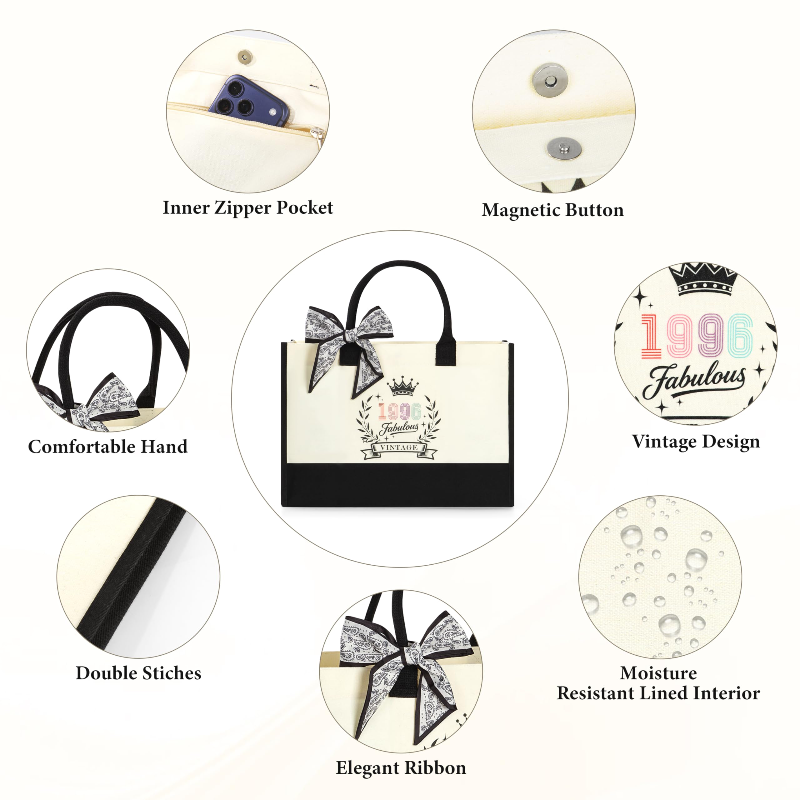 BuyCard 50° compleanno donna, set di tela con borsa per la spesa e beauty case, design retrò 1976, biglietto di auguri incluso