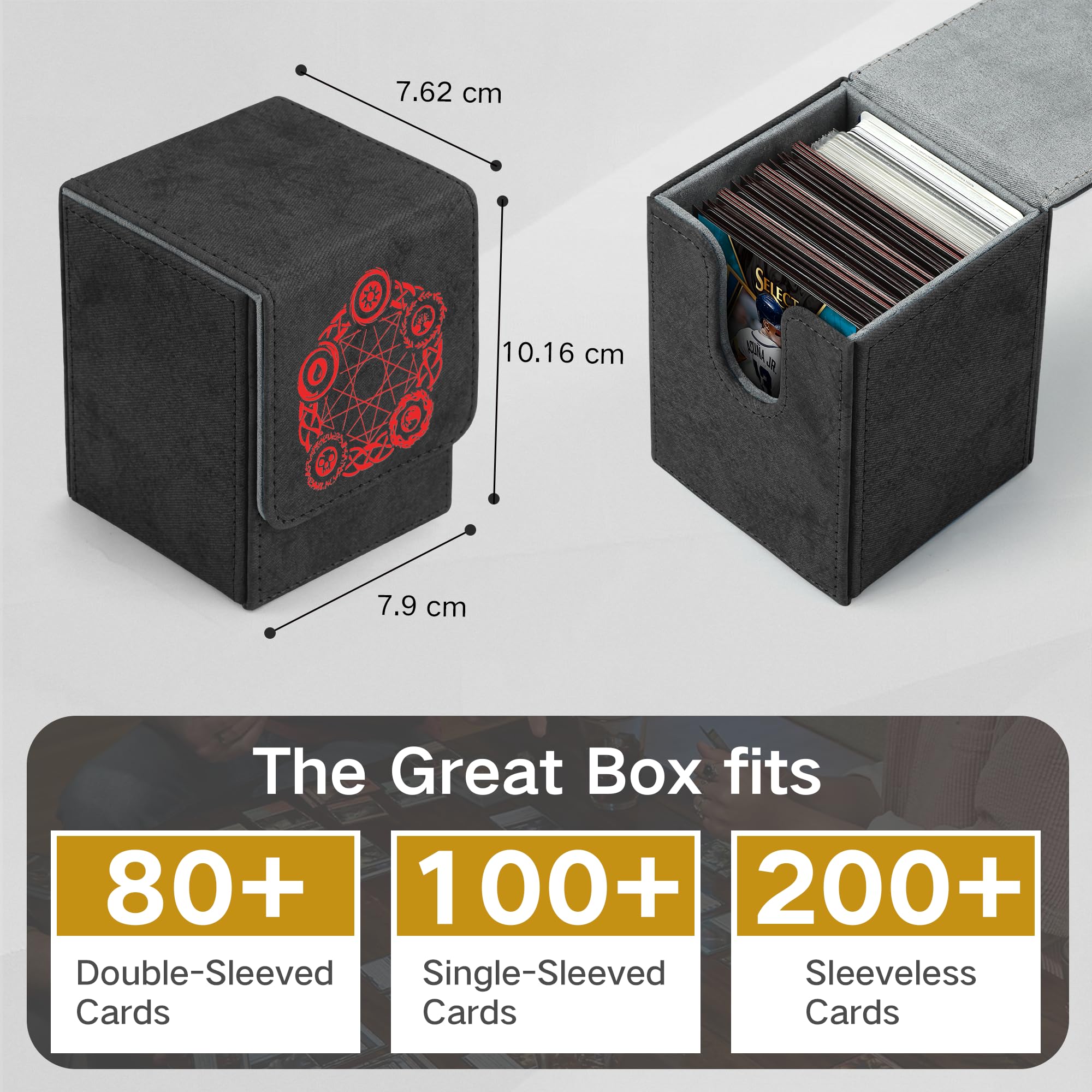 IGTOPS Magic Deck Box avec Affichage MTG Commander - Boîte de Rangement en Cuir pour Plus de 100 Cartes à Collectionner IGTOPS Magic Deck Box avec Affichage MTG Commander - Boîte de Rangement en Cuir pour Plus de 100 Cartes à Collectionner