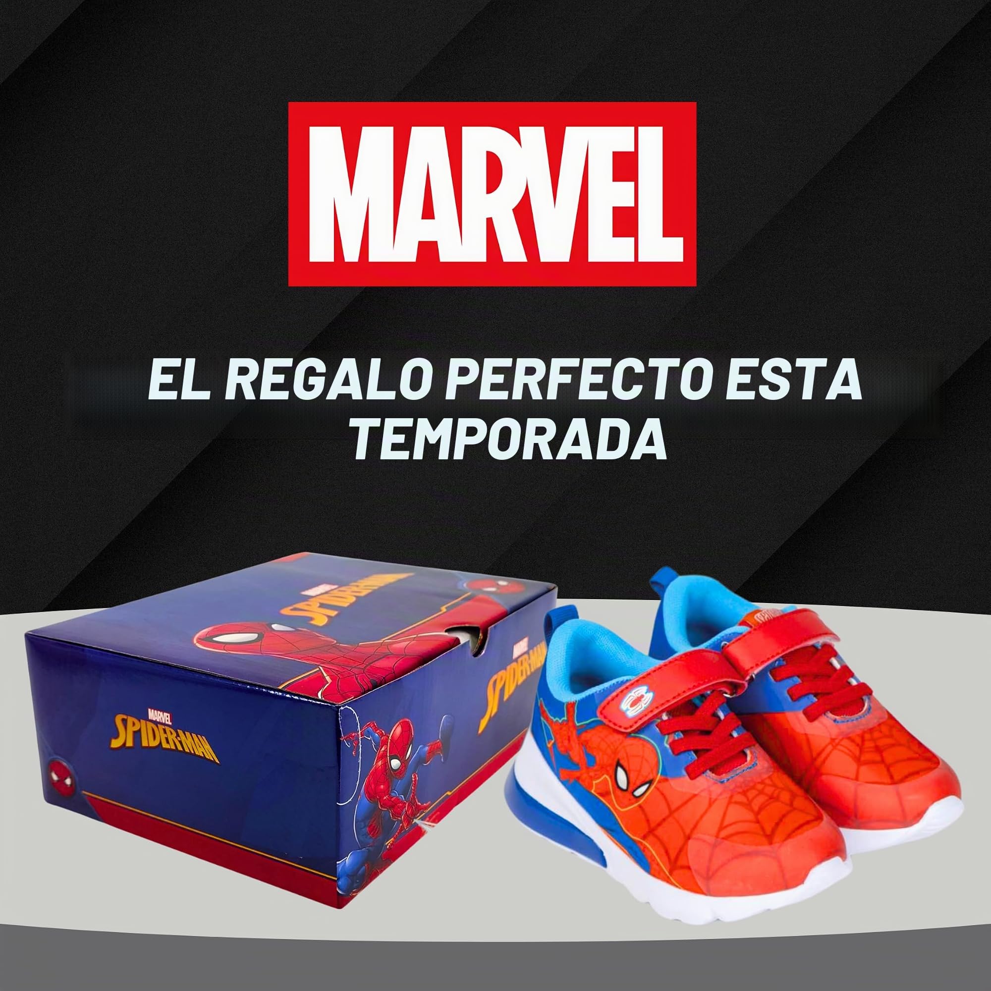Marvel Spiderman Zapatos para Niño, Calzado Deportivo Niños, Deportivas Luces para Niño, Regalo Niño, Tallas EU 25 a 32