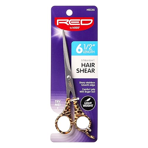 Miniatura 3 de Red by Kiss Tijera de corte de pelo liso, diseño ergonómico, peso ligero (cizalla de pelo, 6.5 pulgadas), no necesita mantenimiento adicional