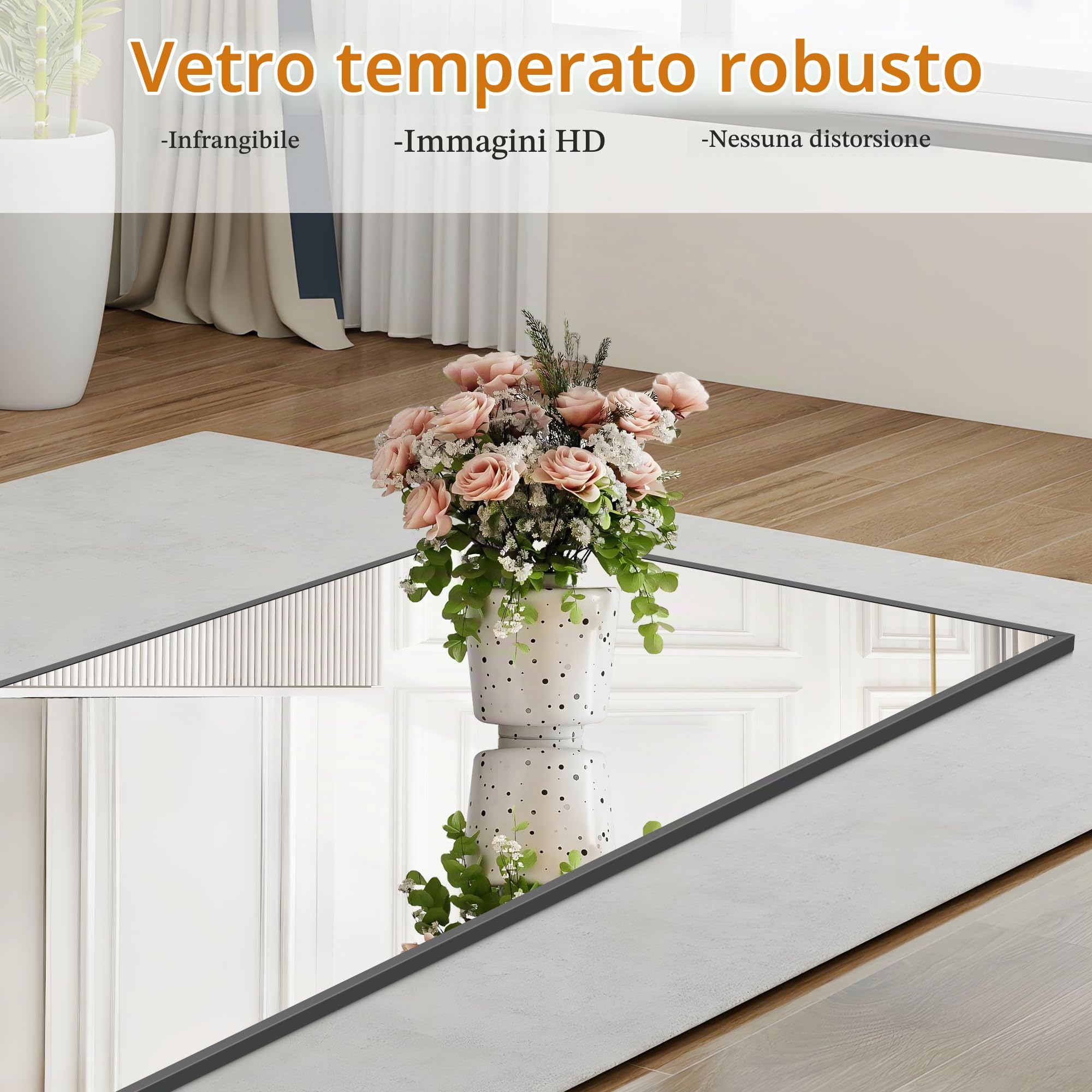Weare Home Specchio da Terra, 161 x 52 cm, Specchio da Parete, Grande Specchio Figura Intera con cornice in alluminio, per Soggiorno, Camera da letto(Nero)